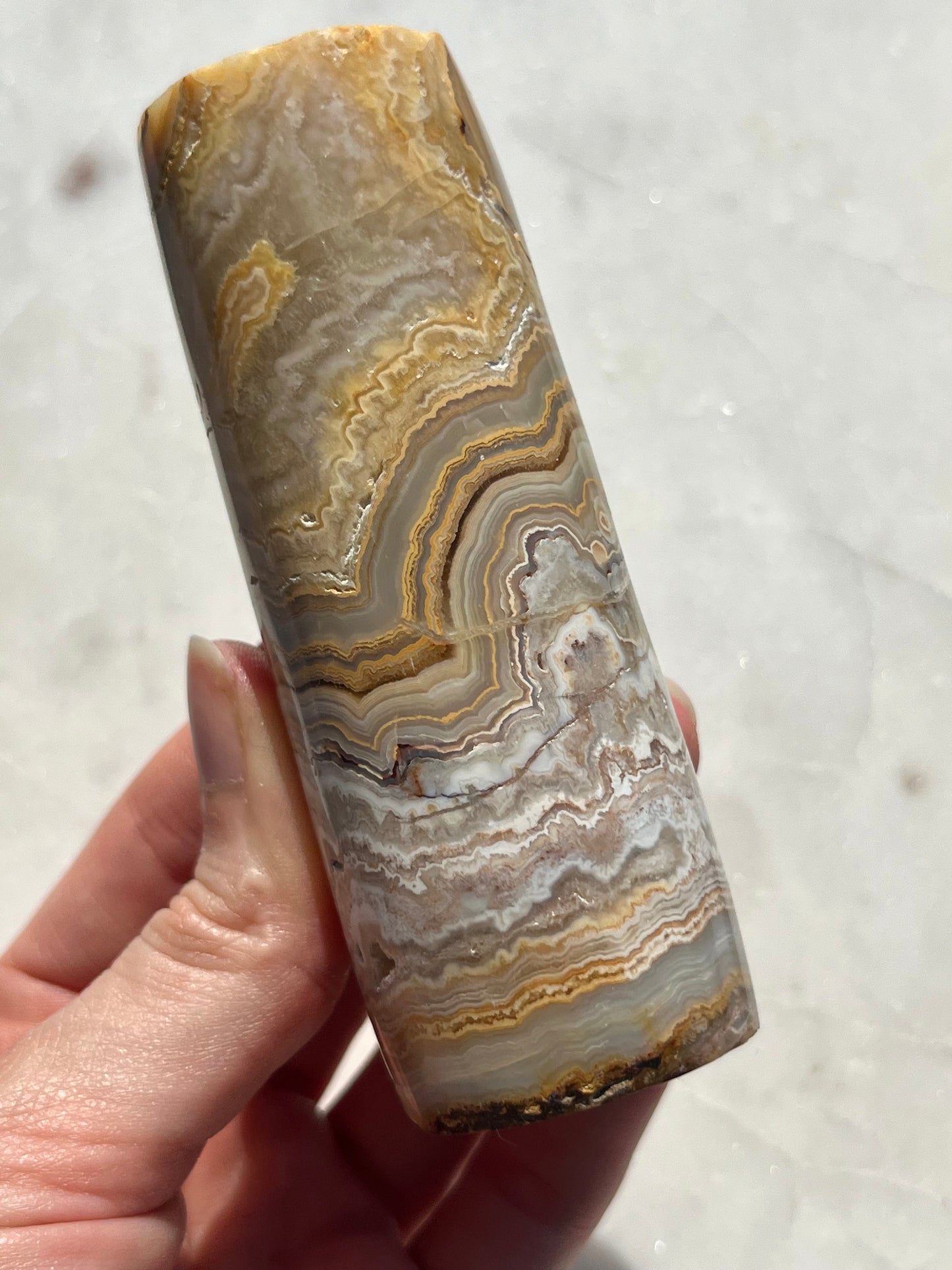Indonesian Golden Crazy Lace Agate Cylinder Core #1