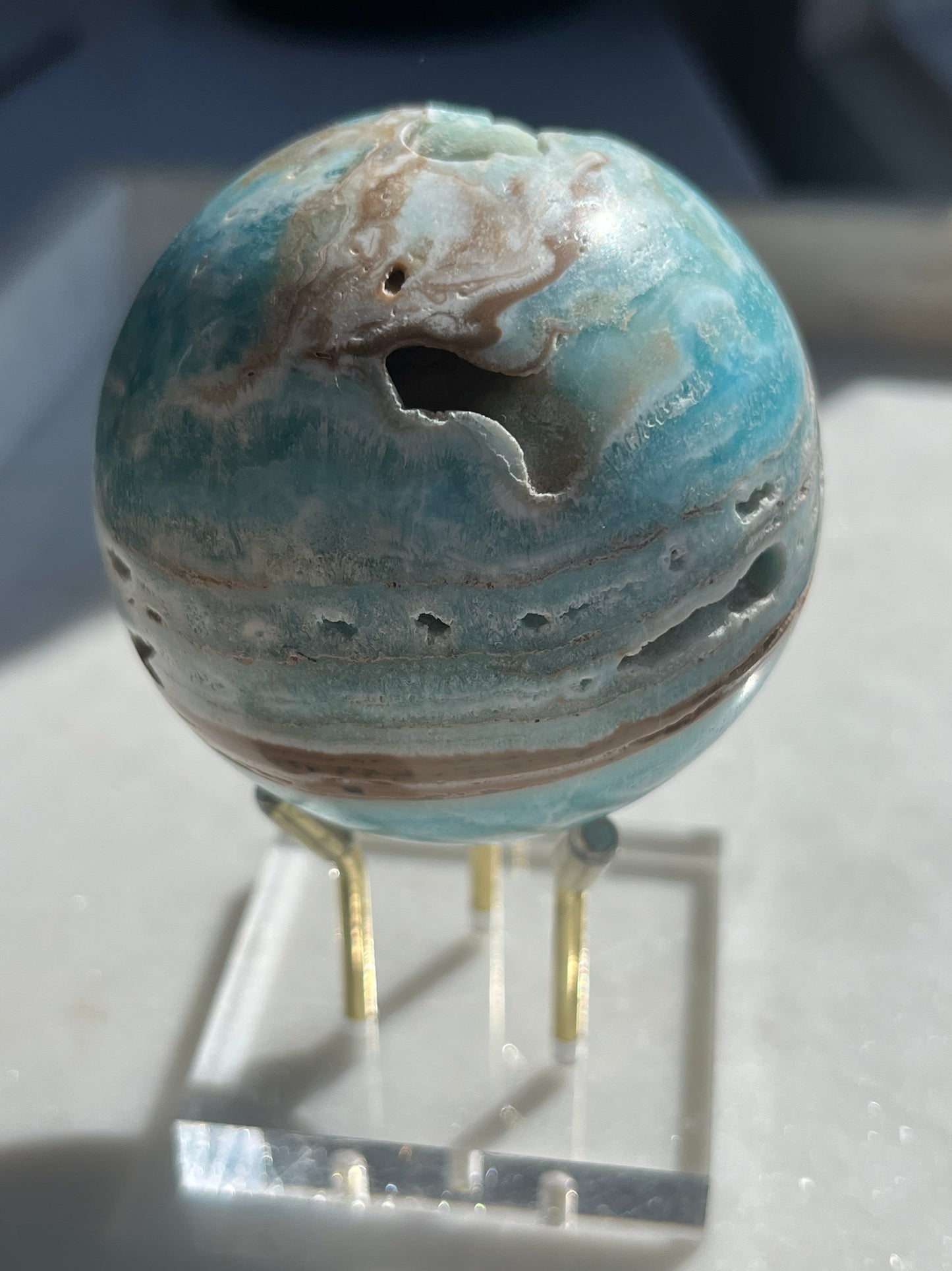 抛光蓝色文石球 #B