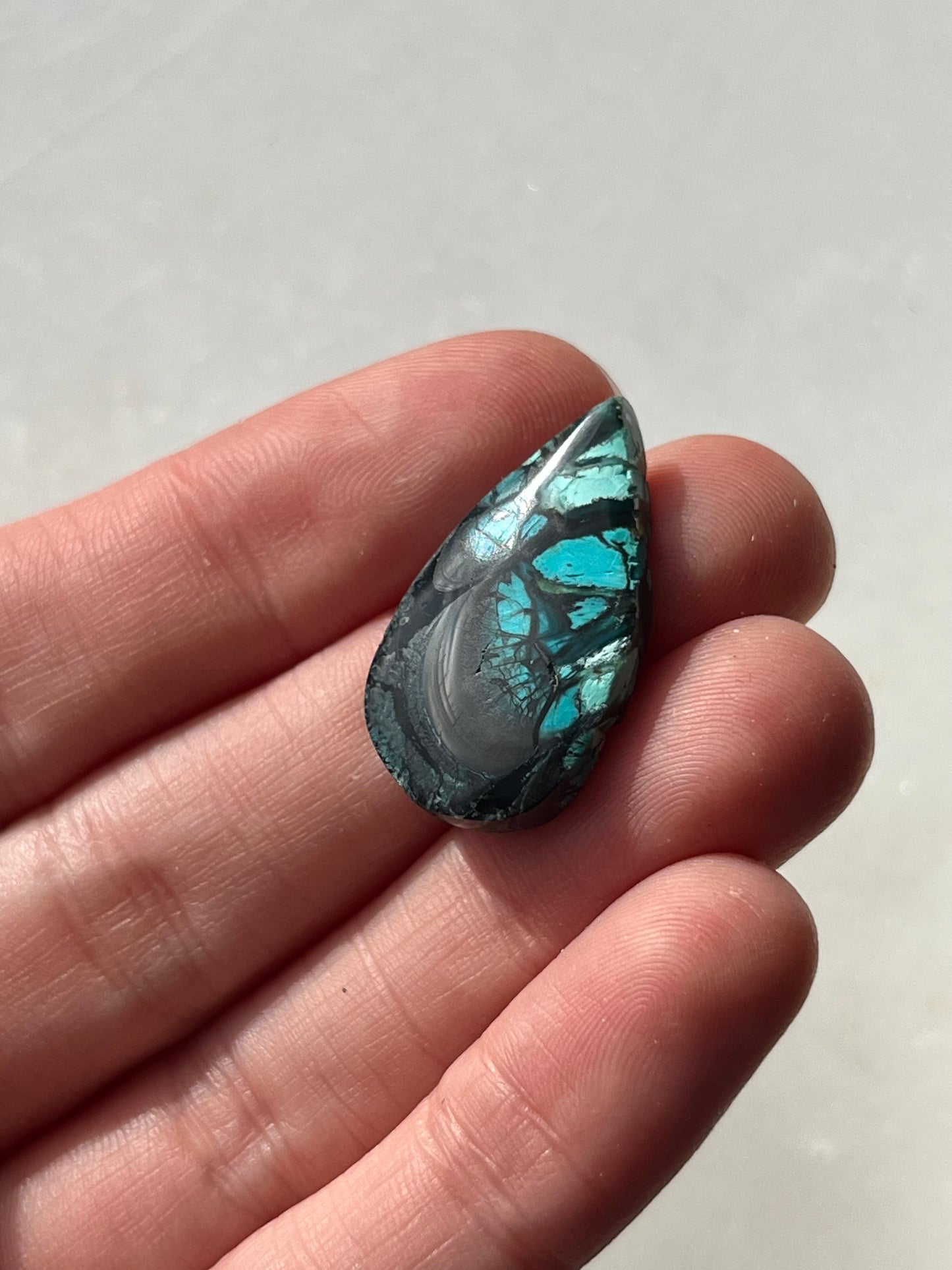 Indonesian Chrysocolla Chalcedony Cabochon w/Tenorite & Cuprite (You Choose)