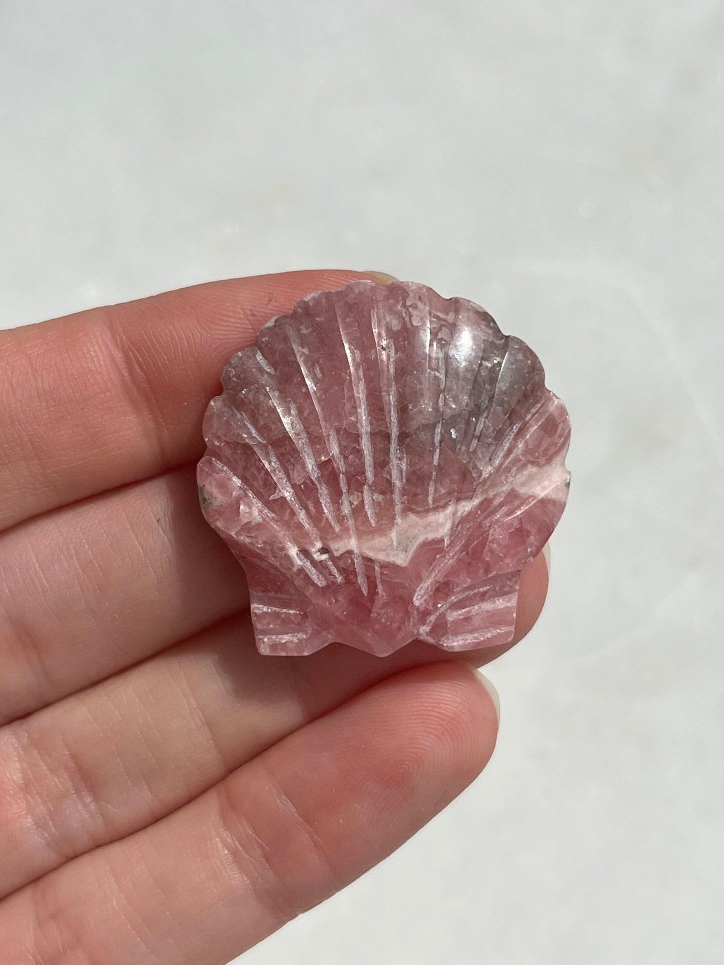 Banded Rhodochrosite Seashell Carving (You Choose)