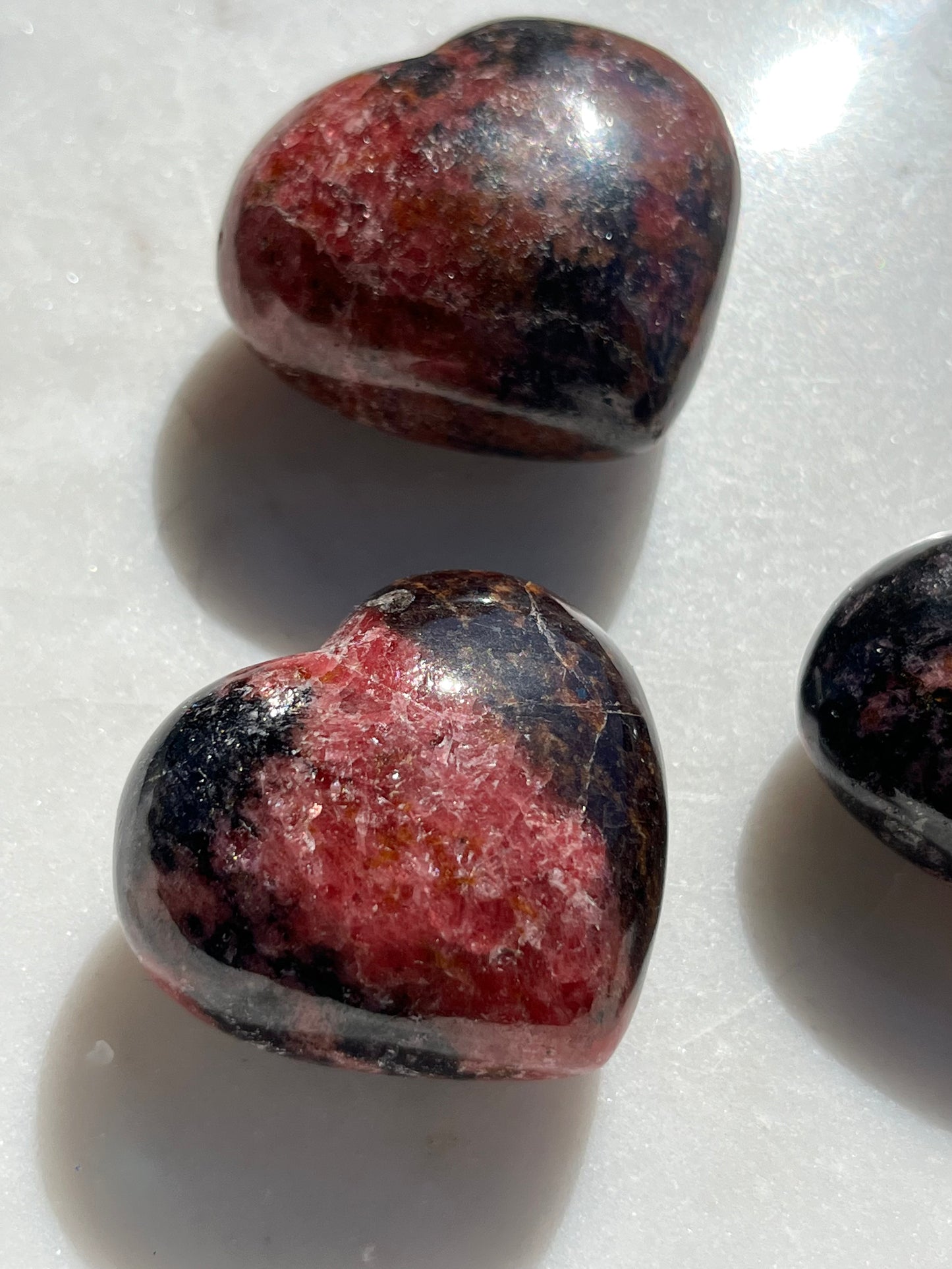 Madagascan Rhodonite Heart Palmstone