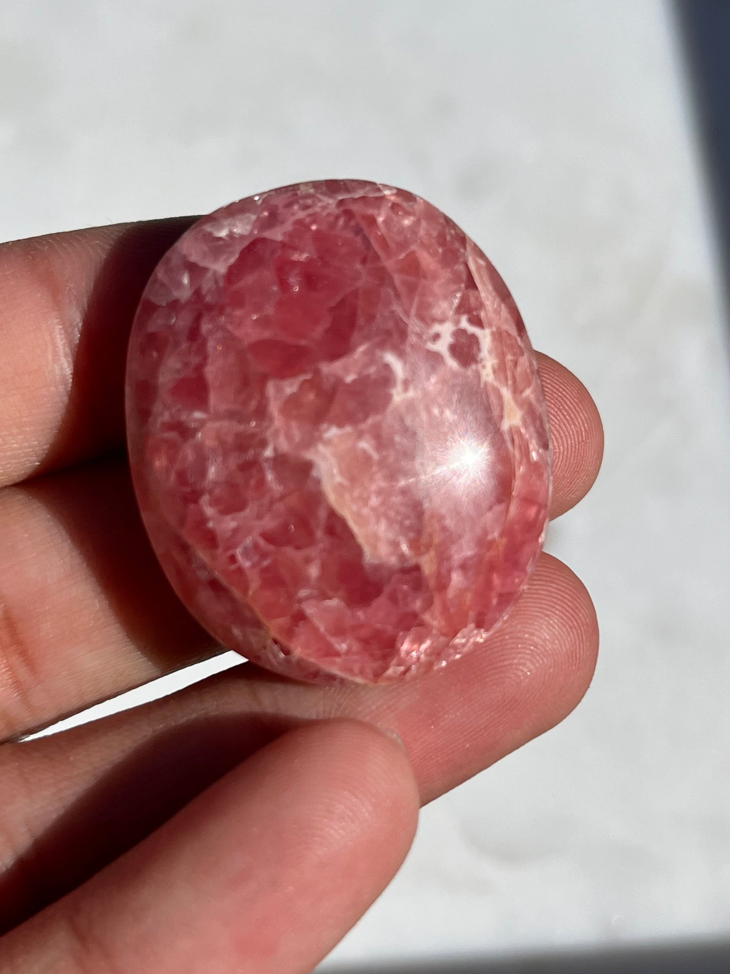 Gemmy Rhodochrosite Palmstone #2