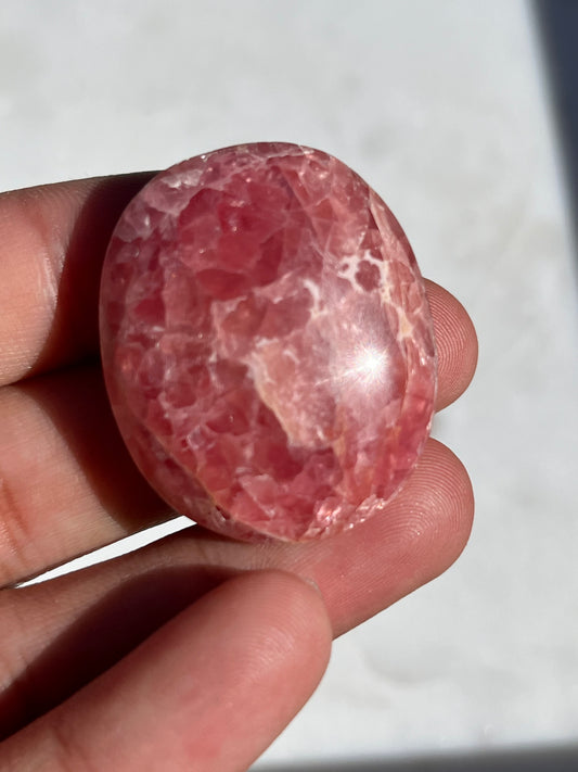 Gemmy Rhodochrosite Palmstone #2