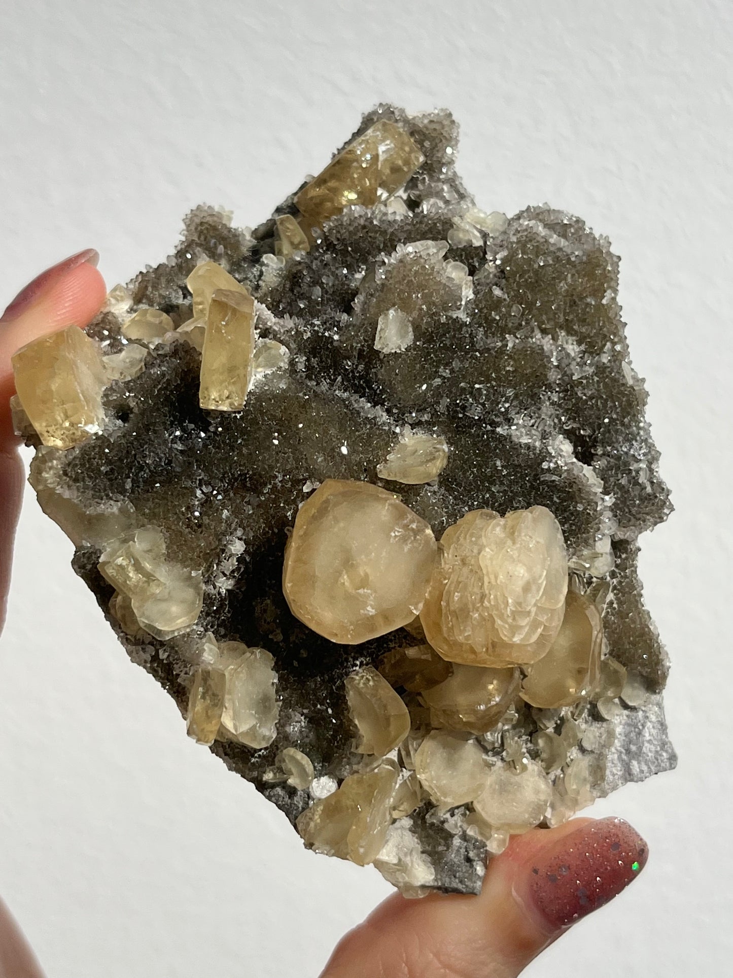 Jiangxi Calcite on Druzy Quartz Coated Matrix (You Choose)