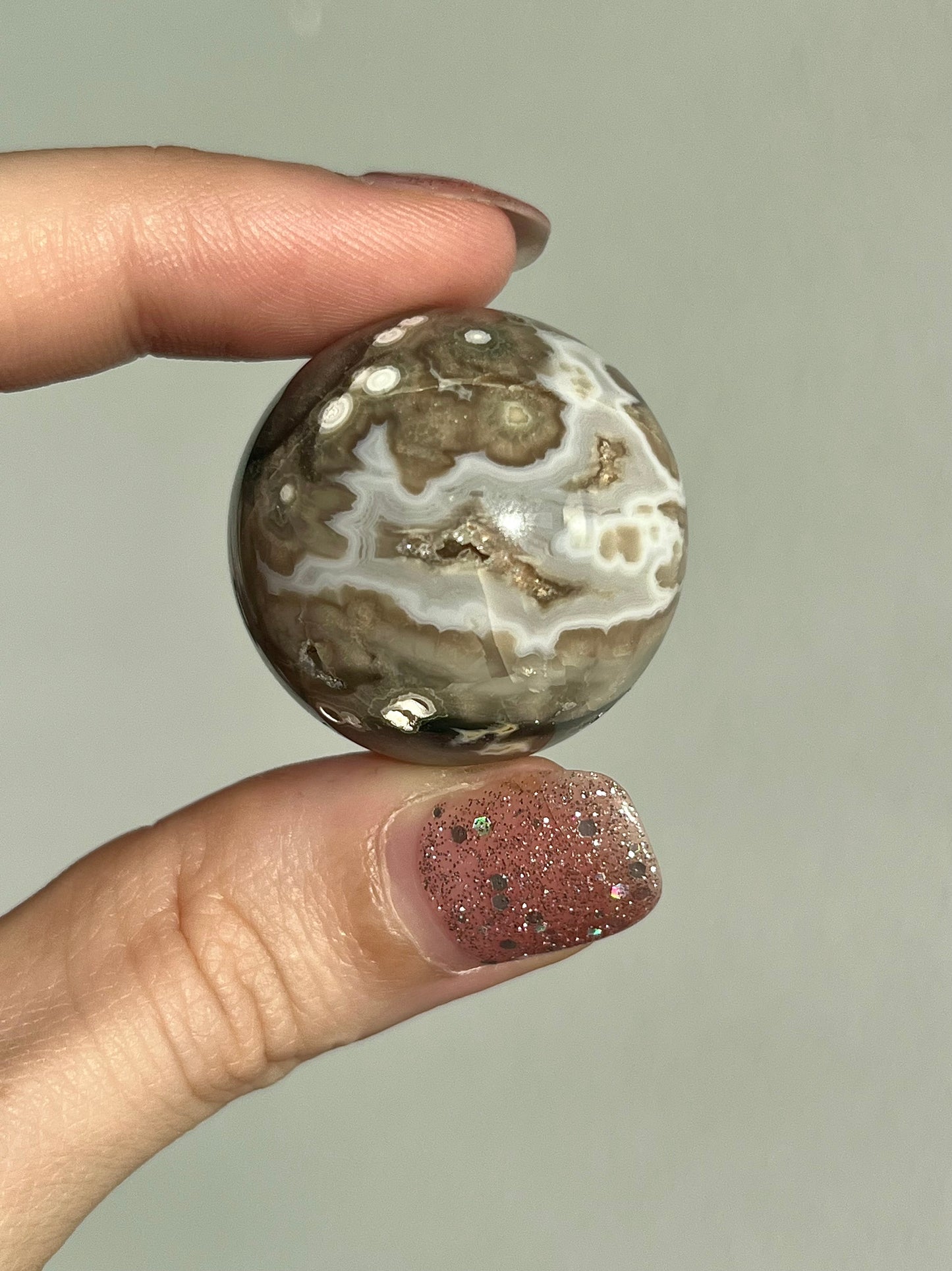 Mixed Orbicular Ocean Jasper Sphere & Stand (You Choose)