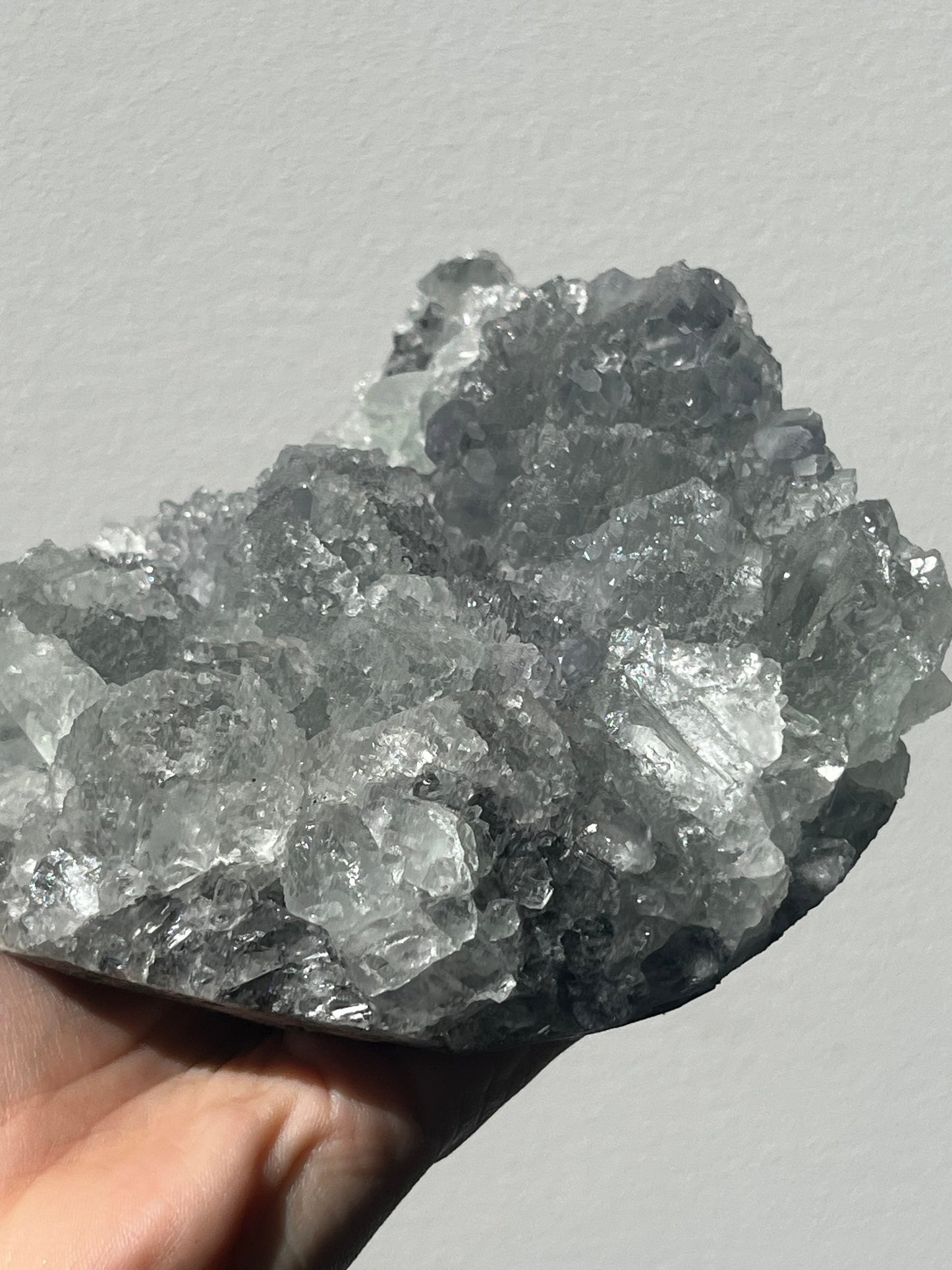 Octahedral Stepped Green Fluorite with Quartz Specimen