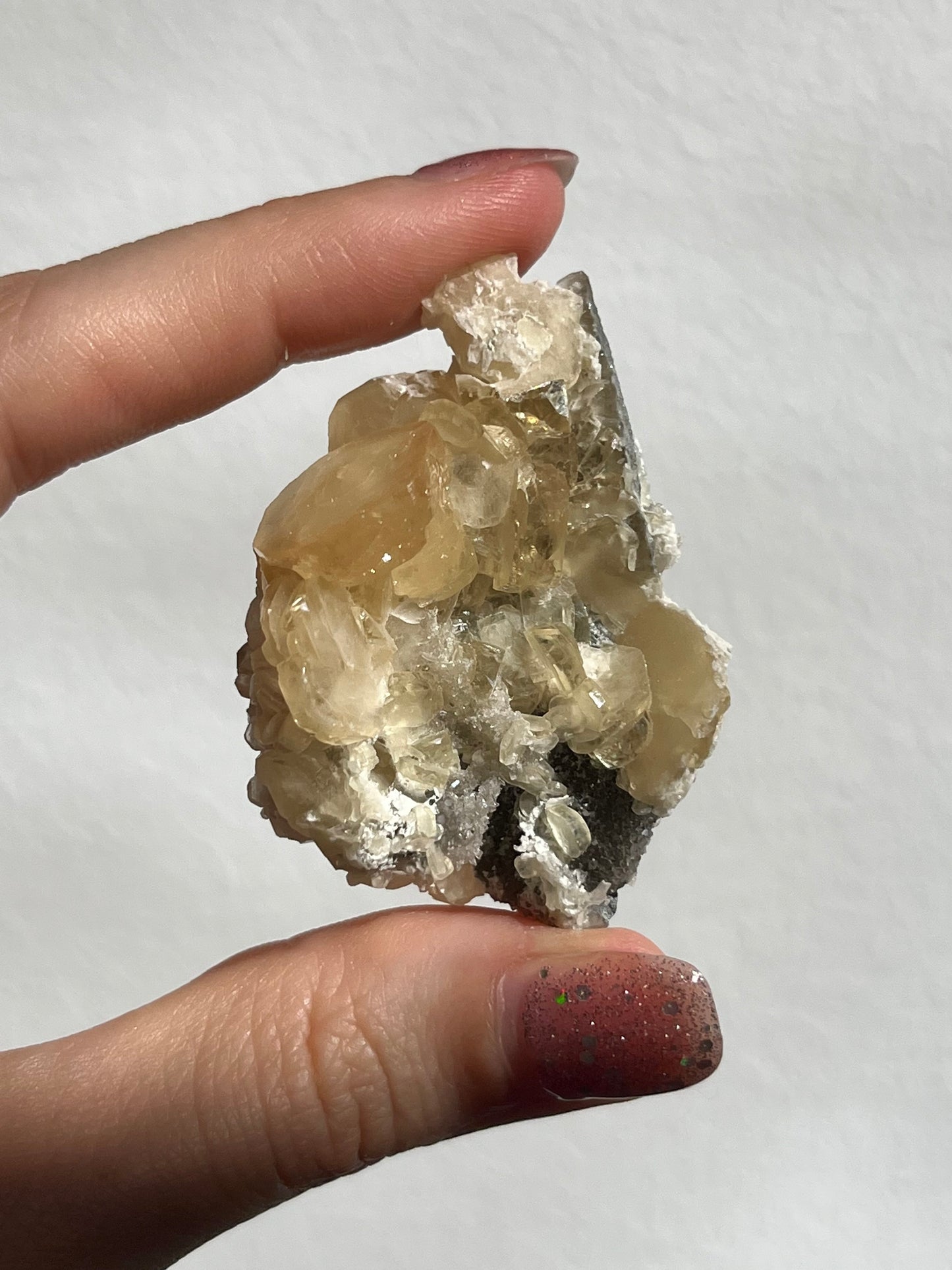 Jiangxi Calcite on Druzy Quartz Coated Matrix (You Choose)