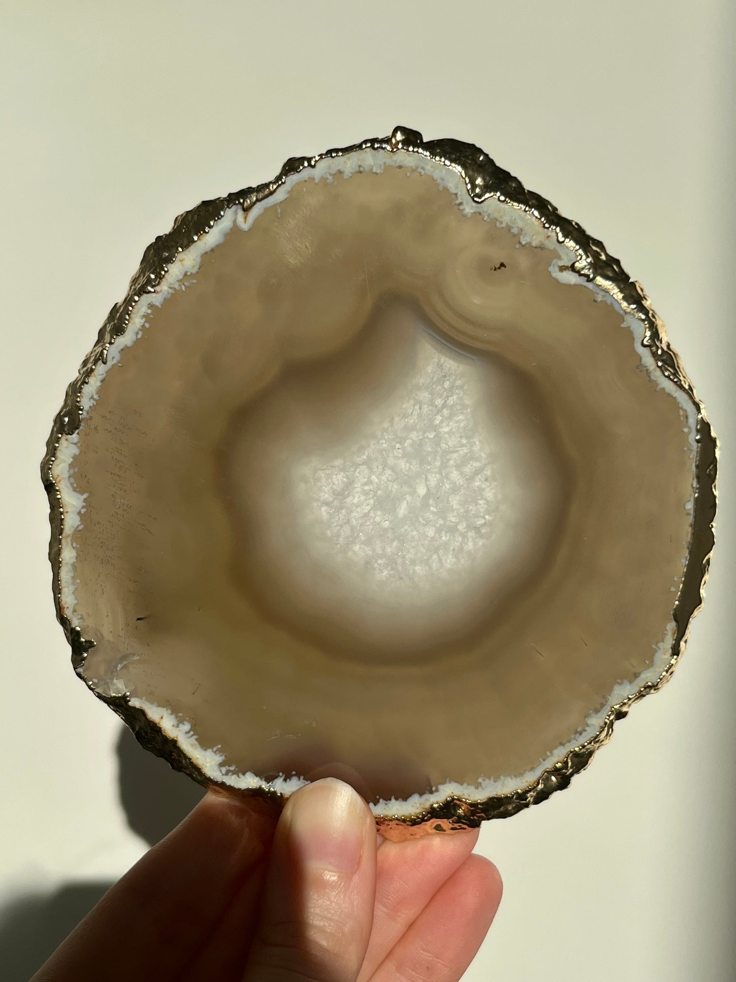 24kt Gold Electroplated Quartz, Agate & Chalcedony Slice #I