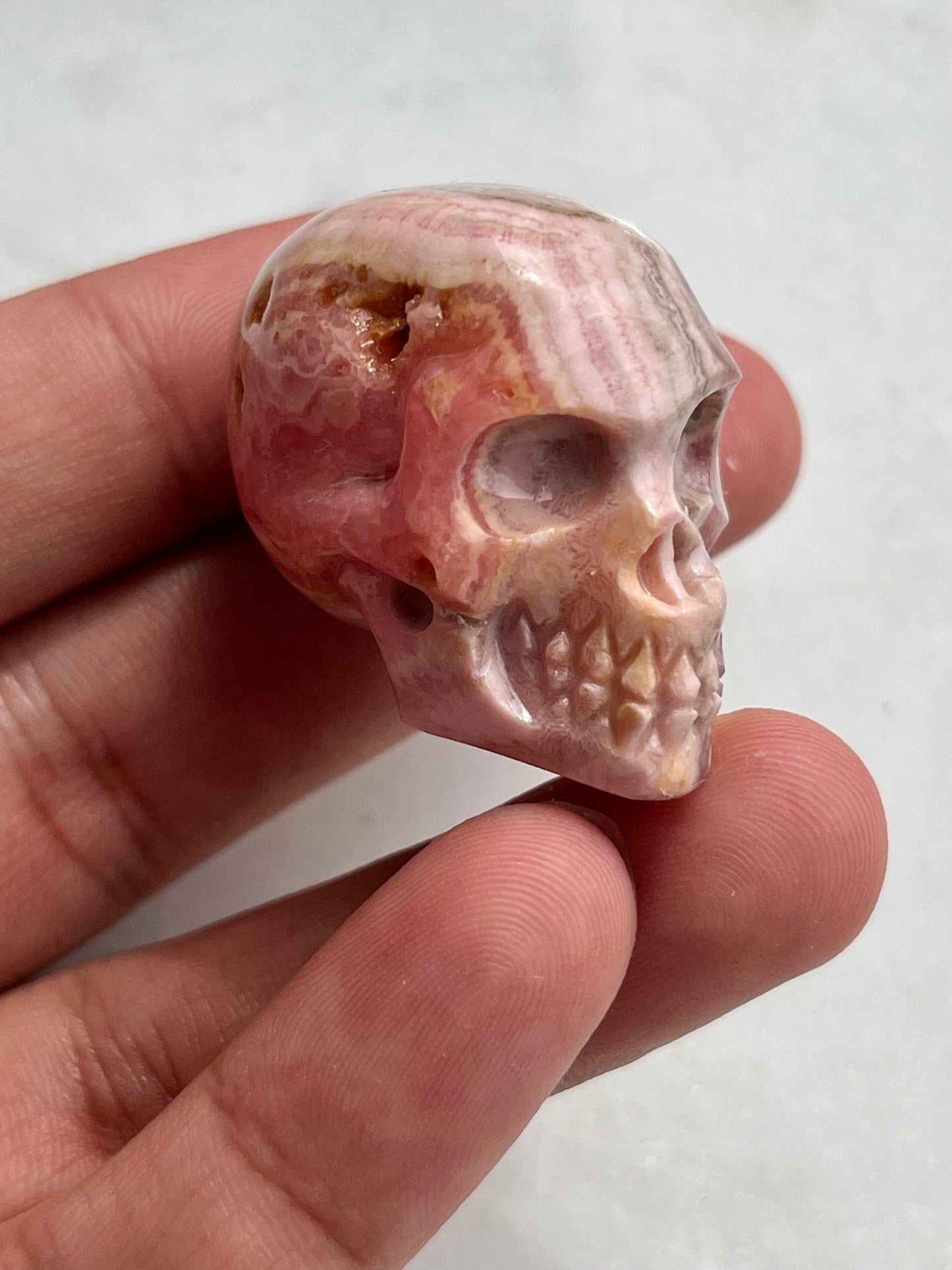 Rhodochrosite Skull Carving (You Choose)