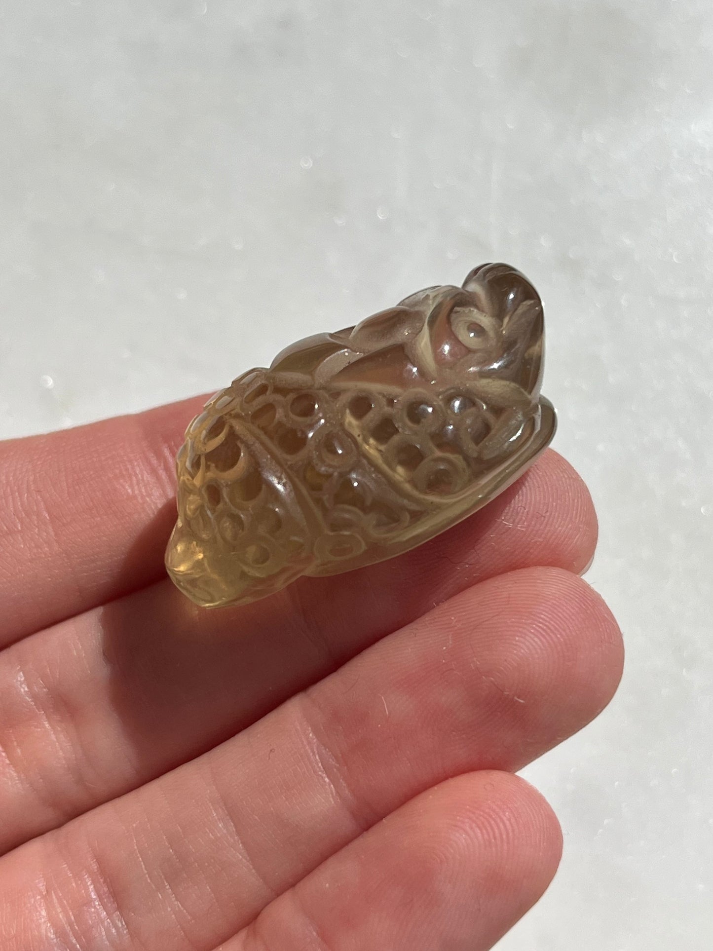Irradiated Citrine Longgui (Money Toad) Carving