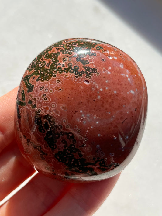 #8 de piedra de palma de jaspe oceánico sin venas