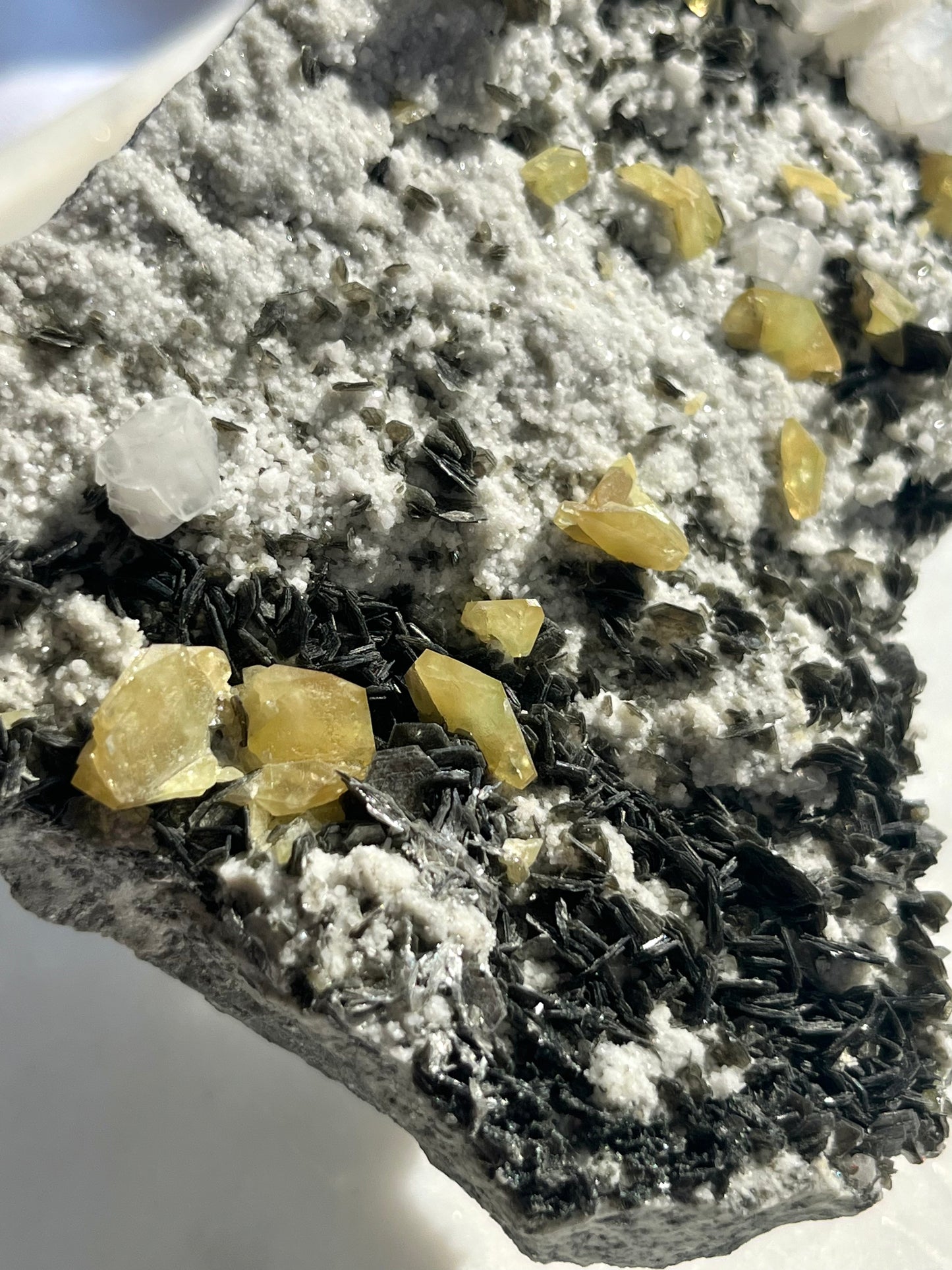 "Atlas" Titanite, Calcite & Silver Mica Specimen on Feldspar Matrix #4