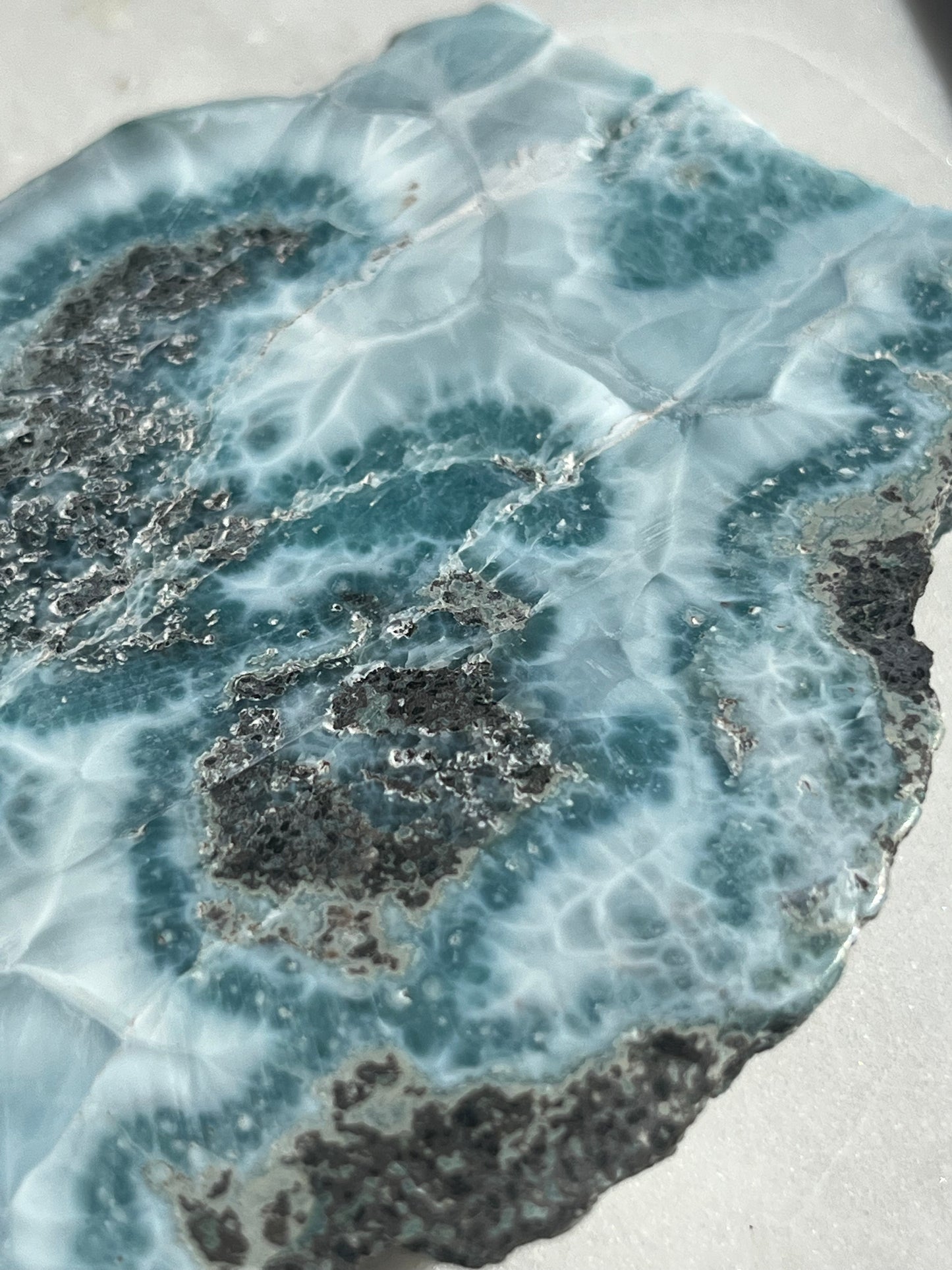 Larimar Semi Polished Slab w/Raw Edge #2