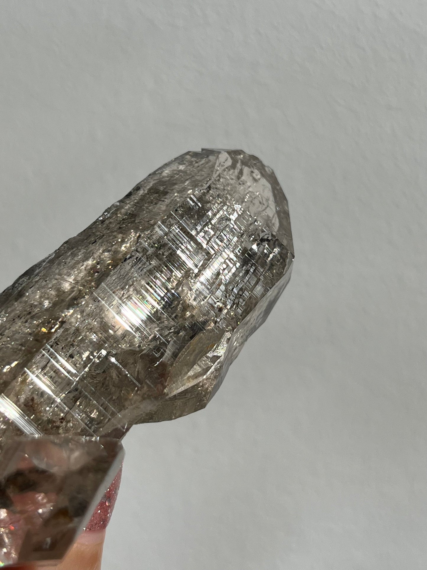 Water Clear Elestial Himalayan Smokey Quartz Cluster w/Siderite, Albite & Spessartine Garnet Inclusion #13 (Perfectly Imperfect)