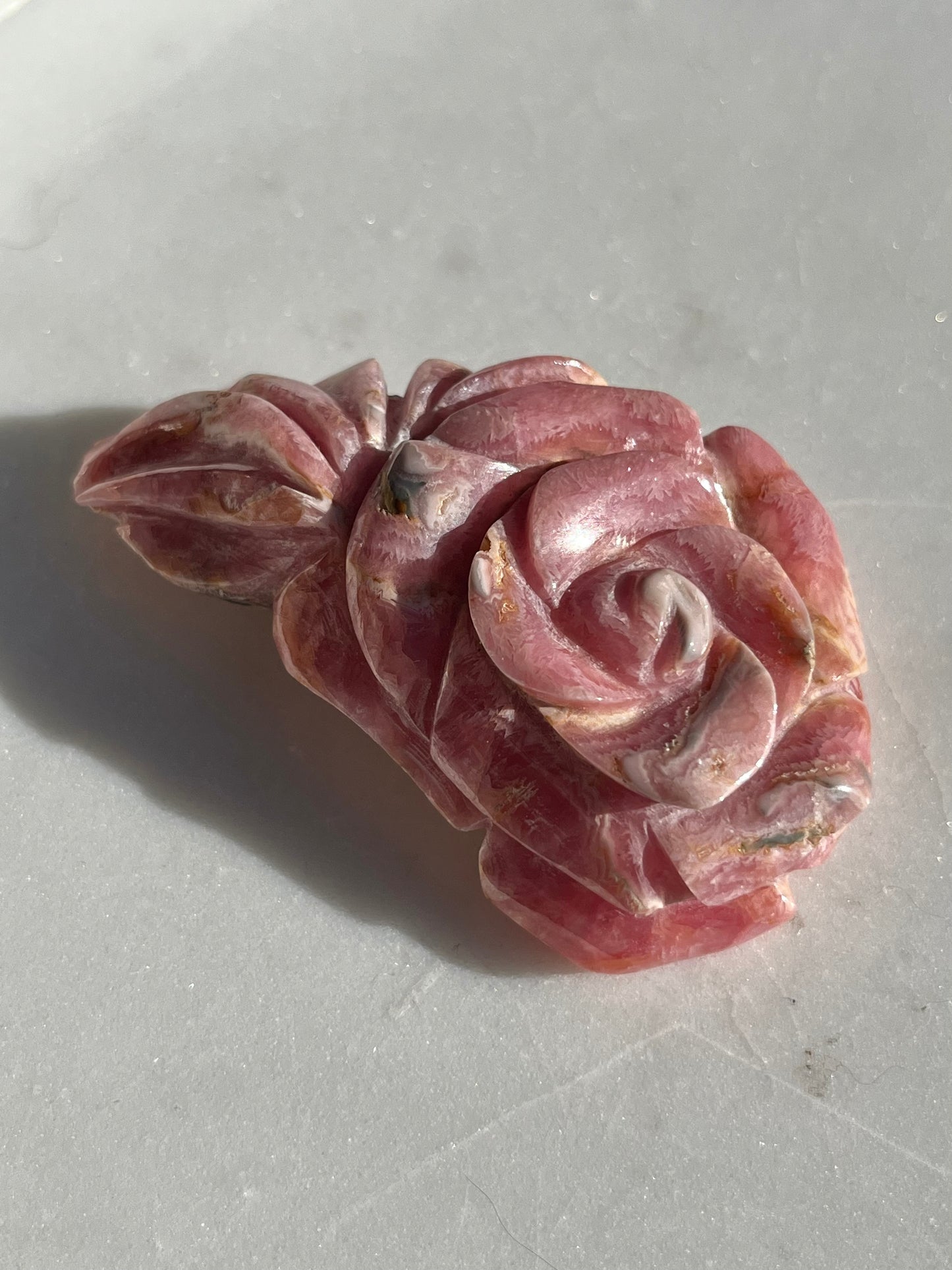 Gemmy Rhodochrosite Rose Angel Wing Carving #2