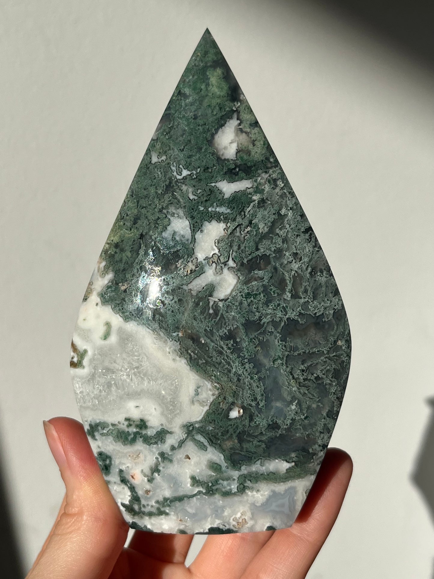 Moss in Chalcedony Flame w/Quartz #5