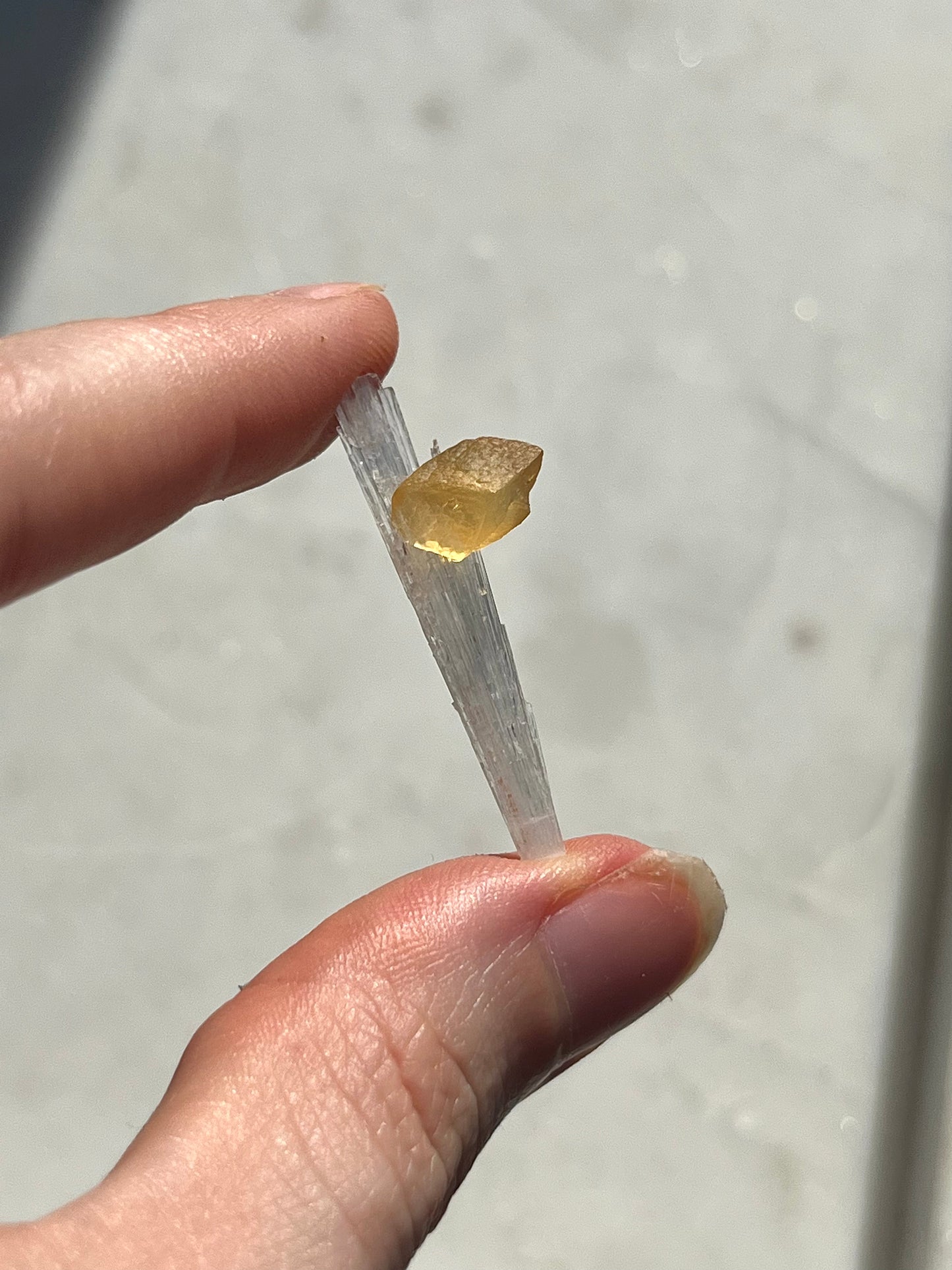 A Grade Yellow Rhombohedral Calcite on Scolecite Spray Specimen #SC18