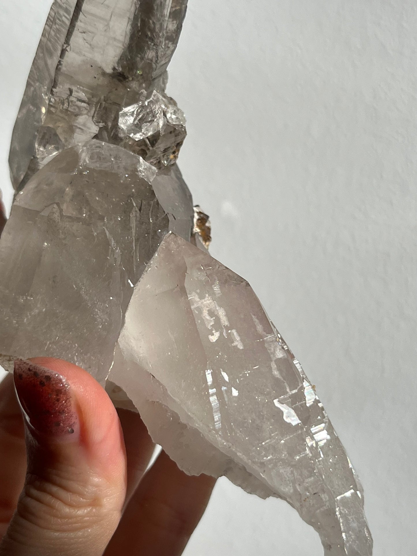 Himalayan Smokey Quartz w/Siderite on Self Healed Quartz Floater #8