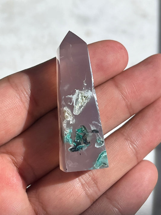 One-of-a-Kind Native Copper & Chrysocolla in Chalcedony Tower (You Choose)