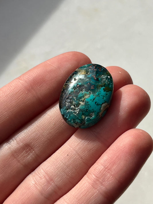 Indonesian Chrysocolla Chalcedony Cabochon w/Tenorite & Cuprite (You Choose)