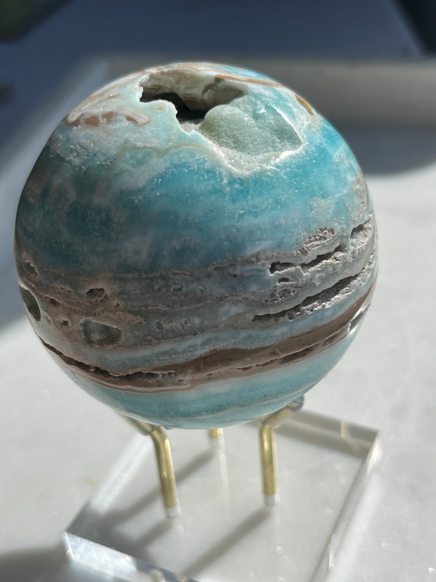 抛光蓝色文石球 #B