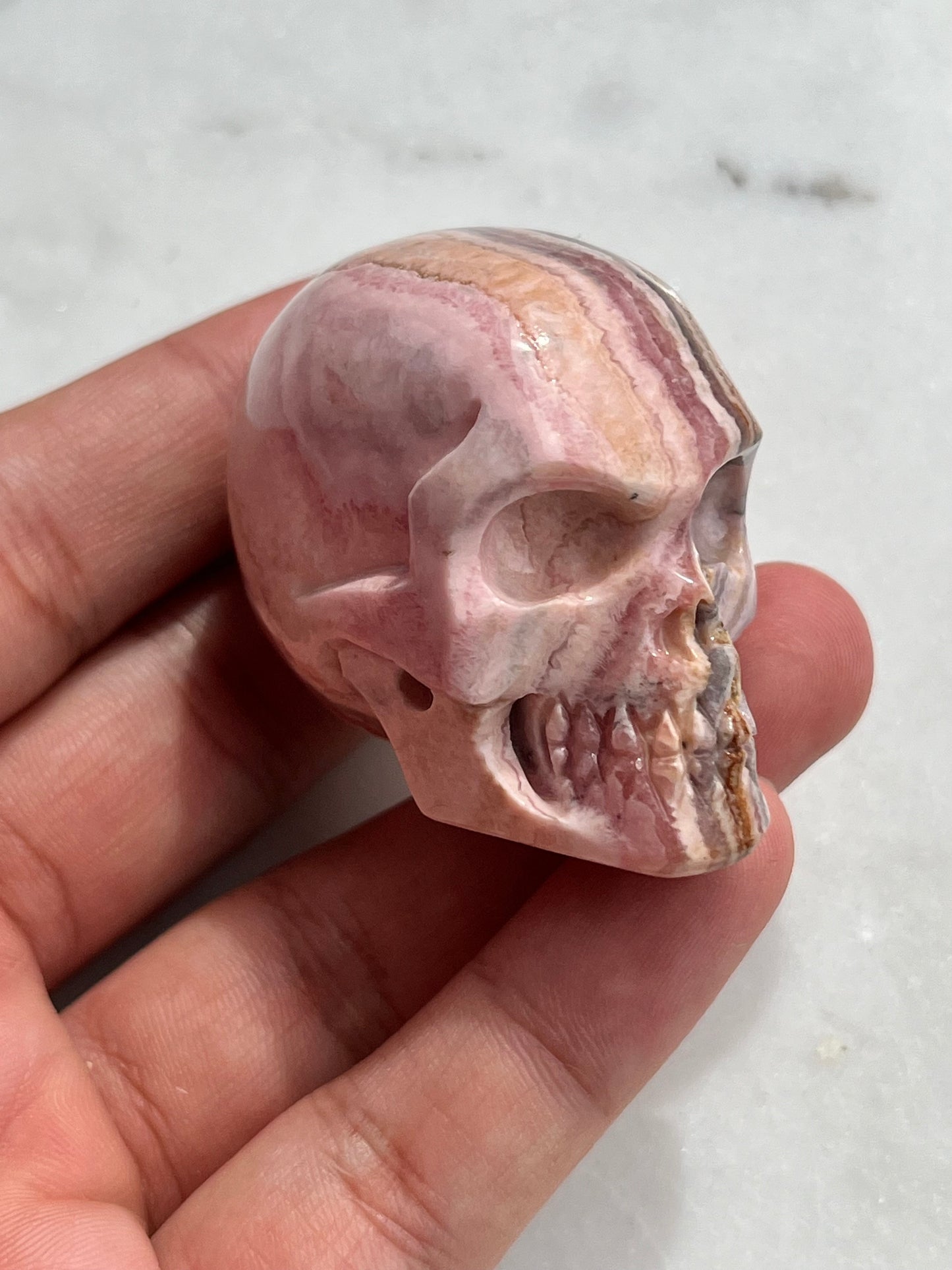 Rhodochrosite Skull Carving (You Choose)
