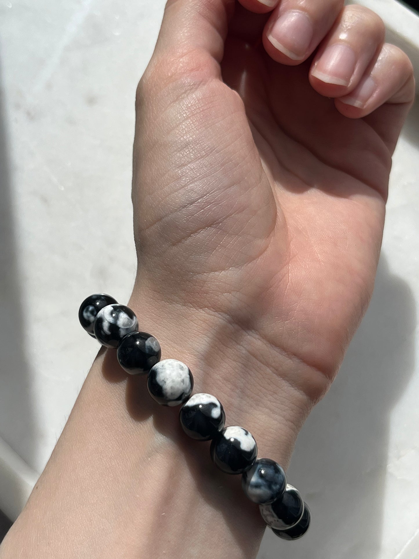 Orca Agate 10mm Bead Bracelet