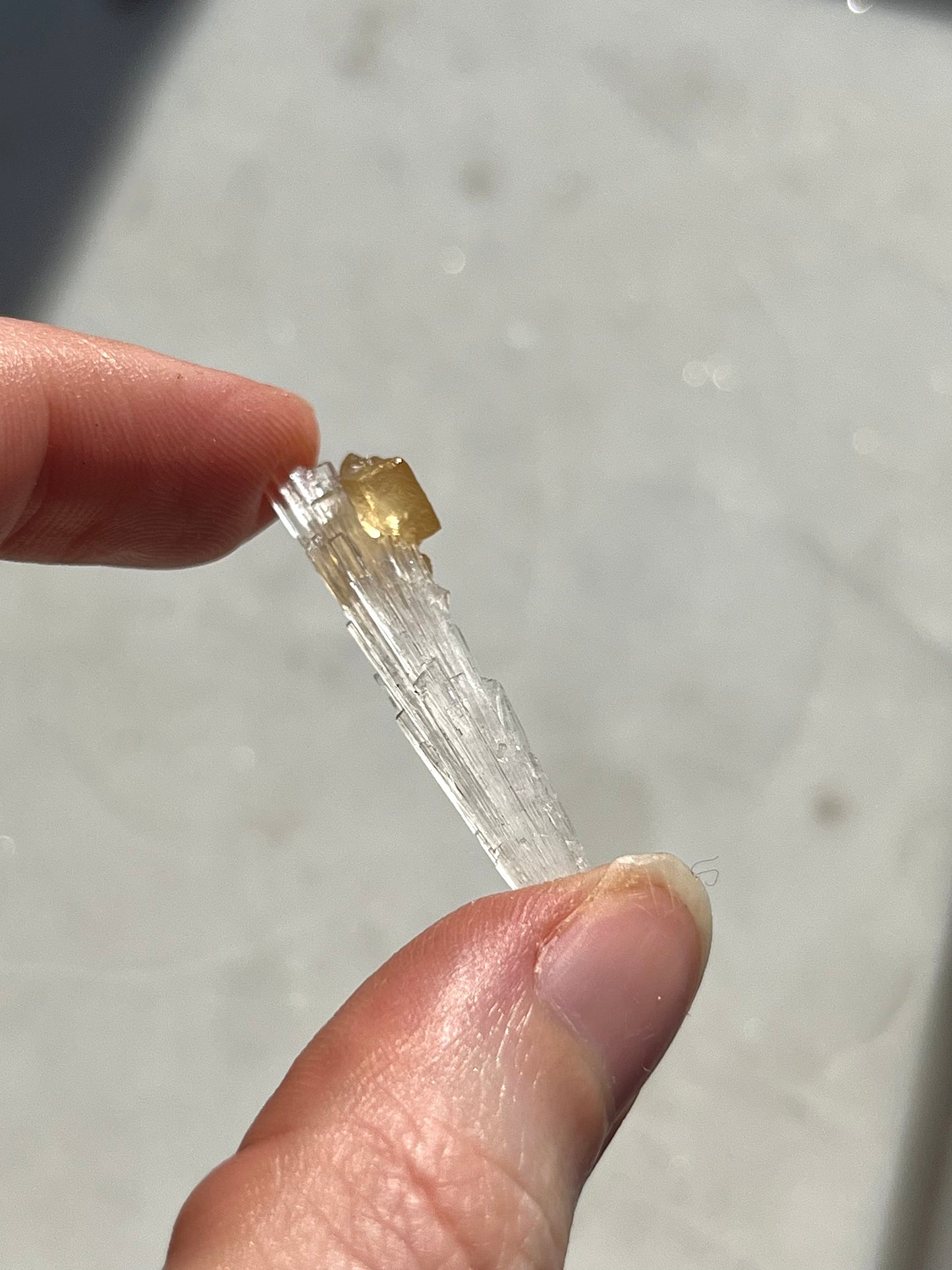 A Grade Yellow Rhombohedral Calcite on Scolecite Spray Specimen #SC23