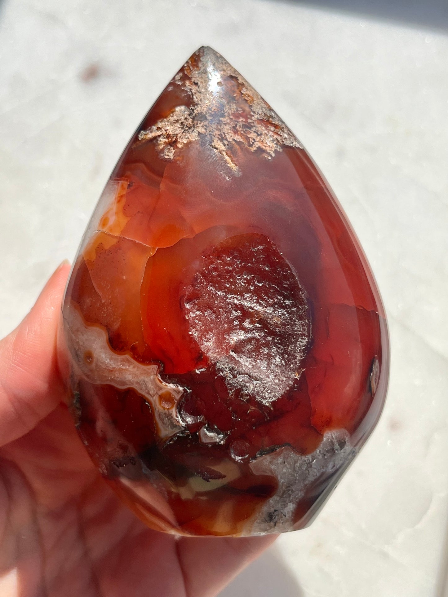 Indonesian Carnelian & Quartz Freeform Flame