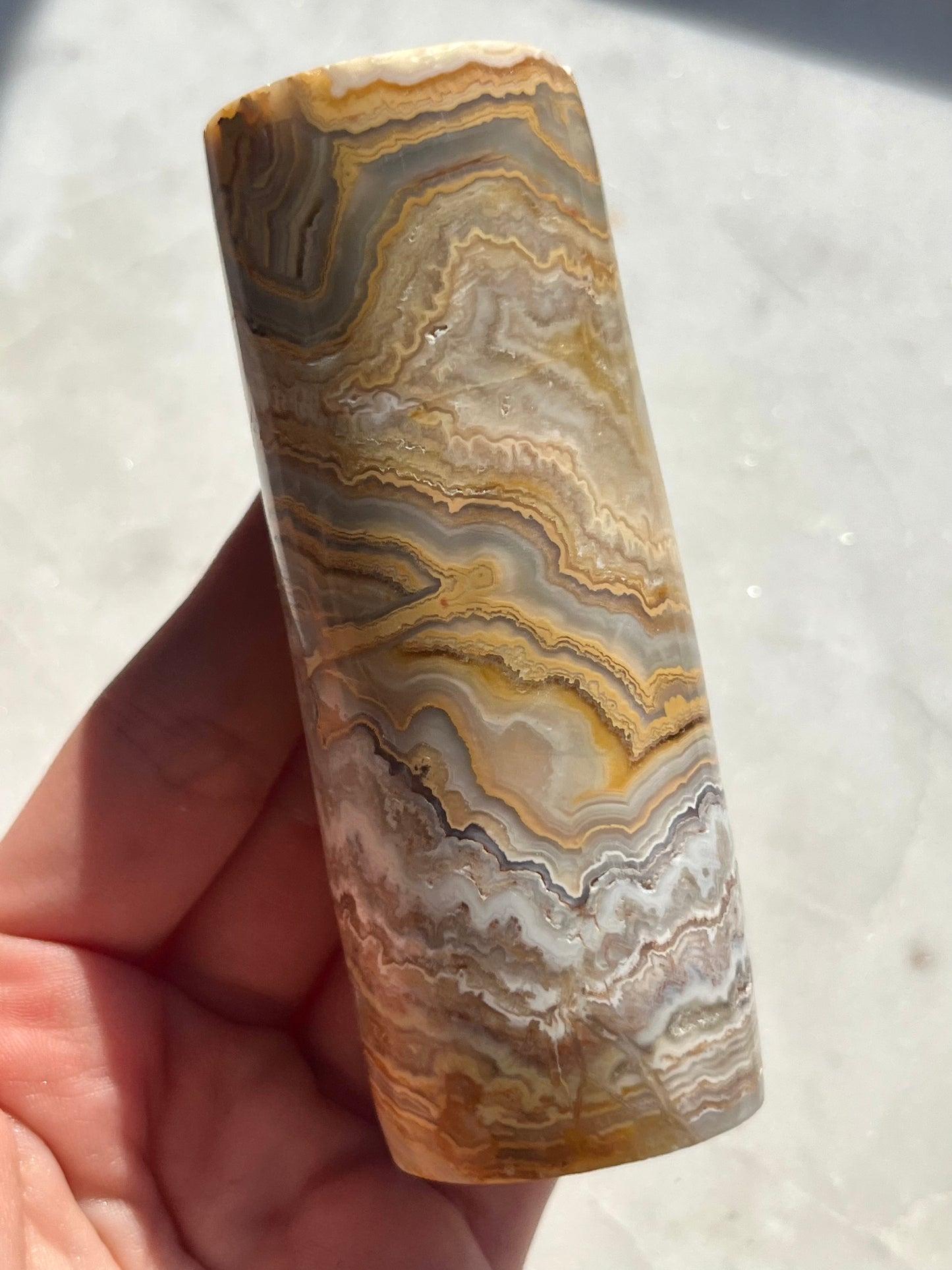 Indonesian Golden Crazy Lace Agate Cylinder Core #2