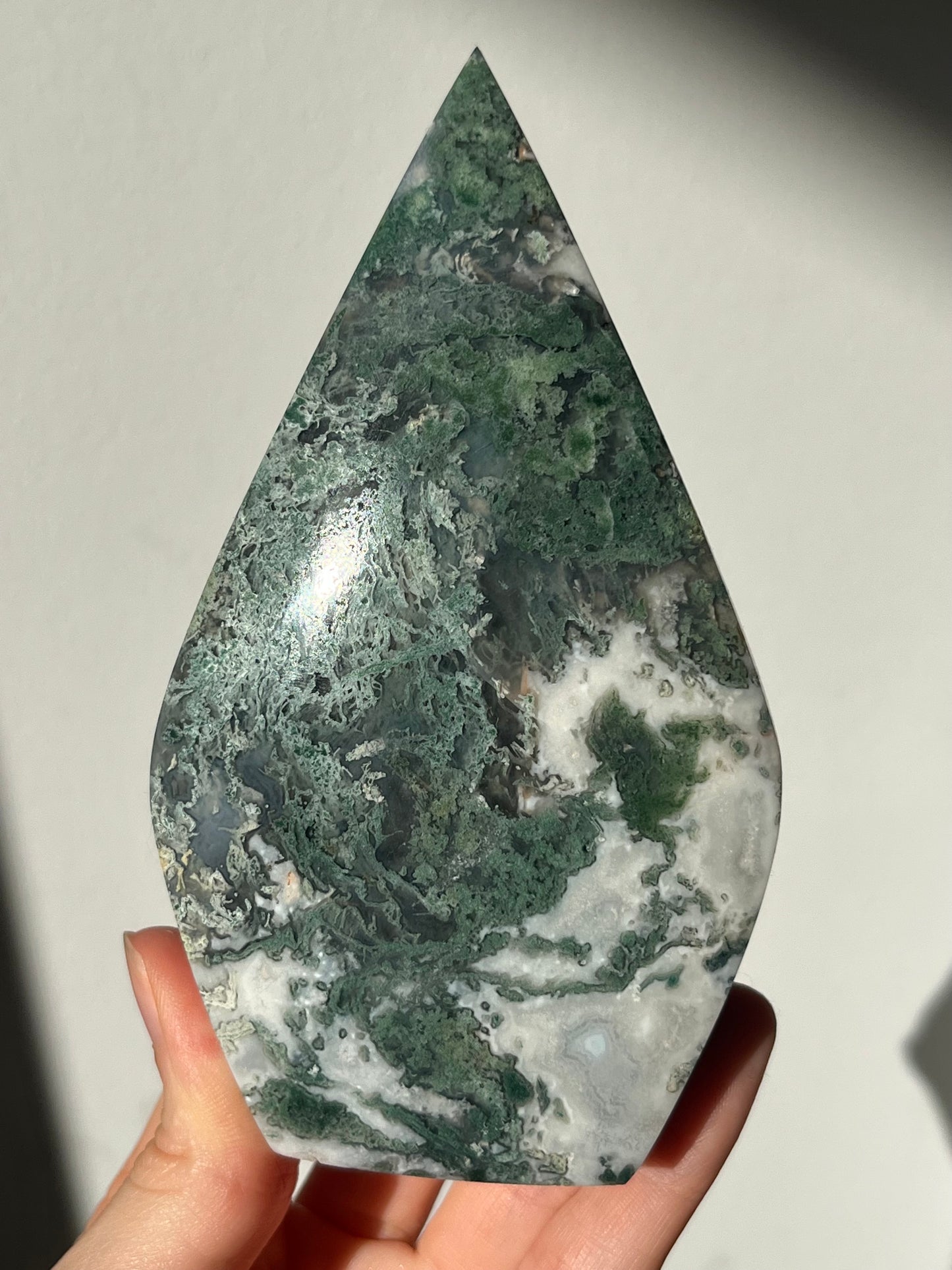 Moss in Chalcedony Flame w/Quartz #5