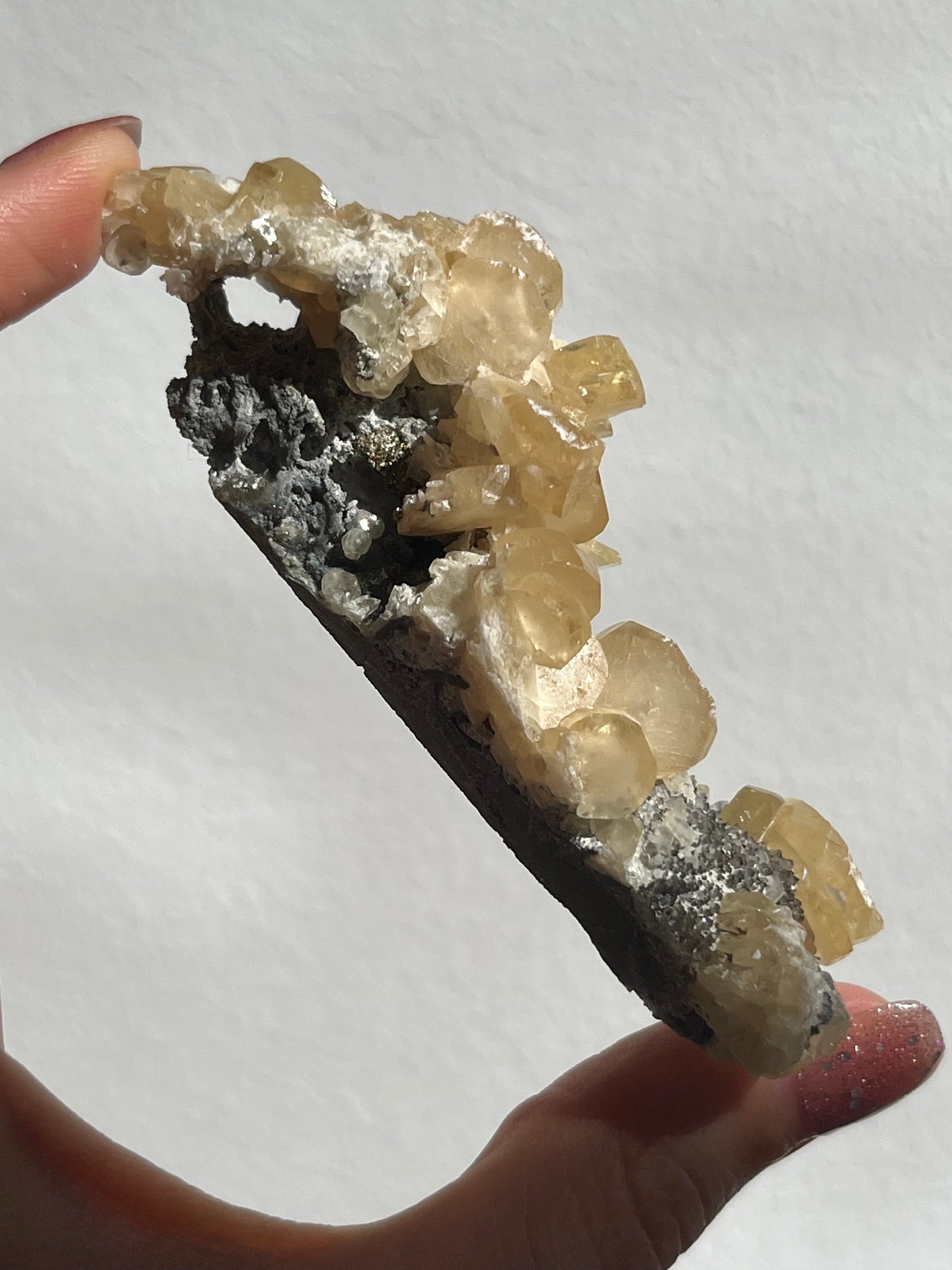 Jiangxi Calcite on Druzy Quartz Coated Matrix (You Choose)