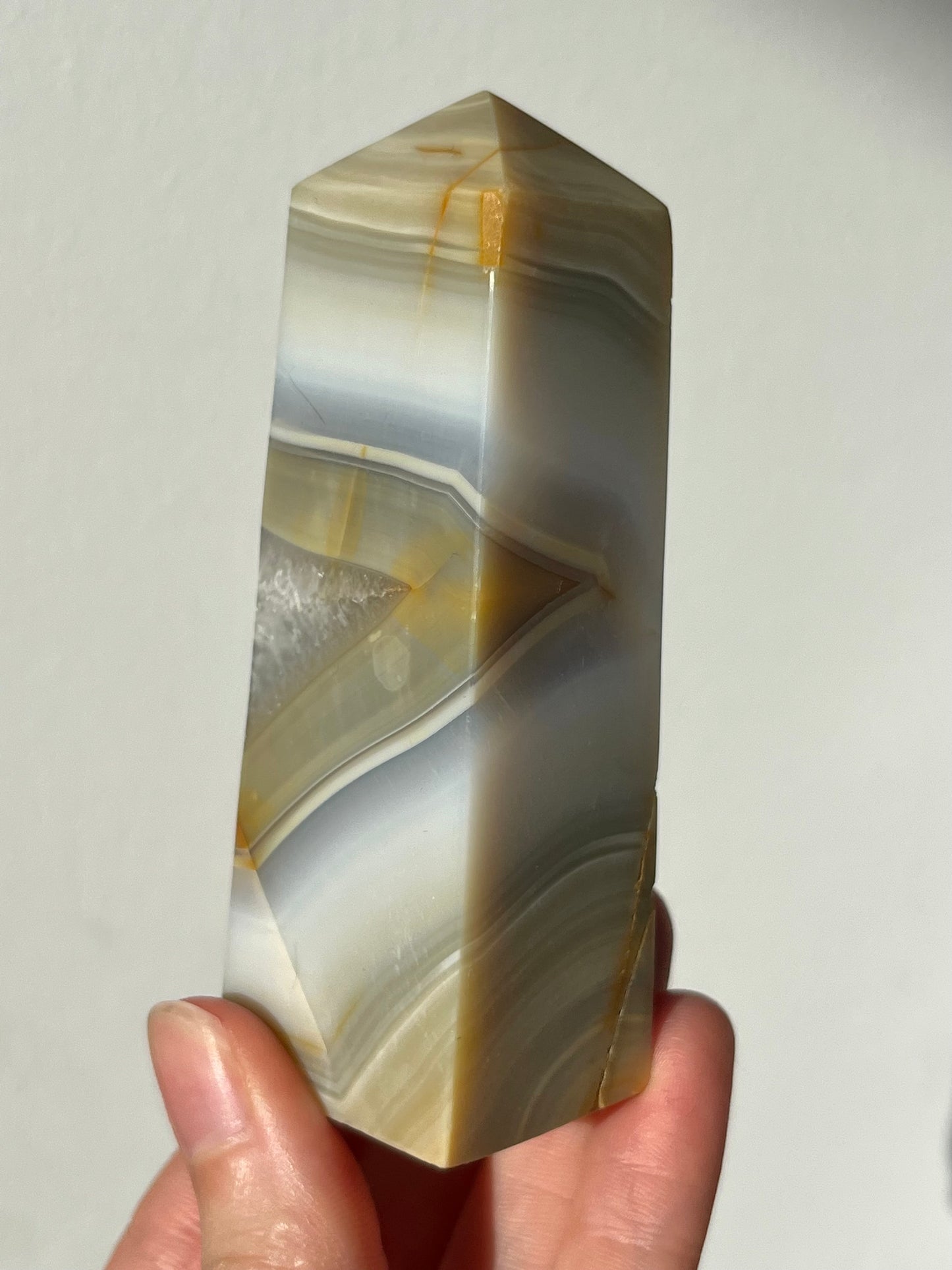 Coffee Banded Agate & Hematoid Quartz Tower #4