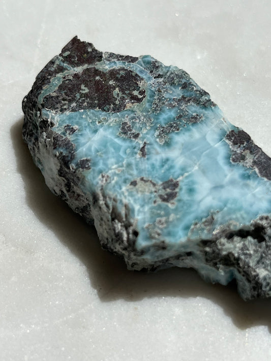 Larimar Semi Polished Slab w/Raw Edge #4