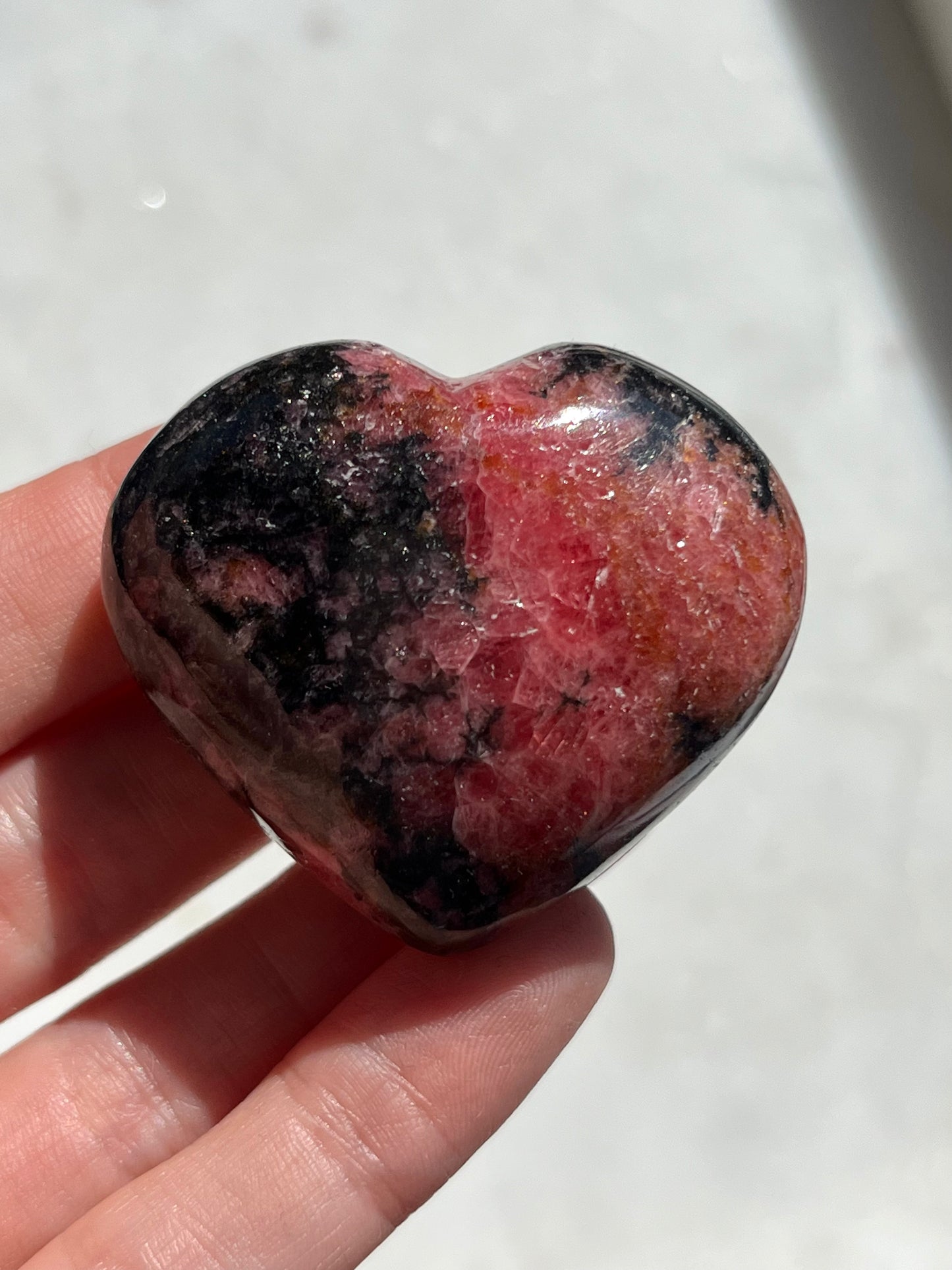 Madagascan Rhodonite Heart Palmstone