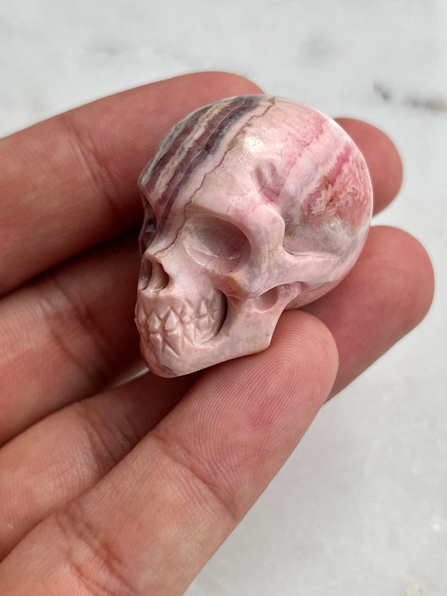 Rhodochrosite Skull Carving (You Choose)