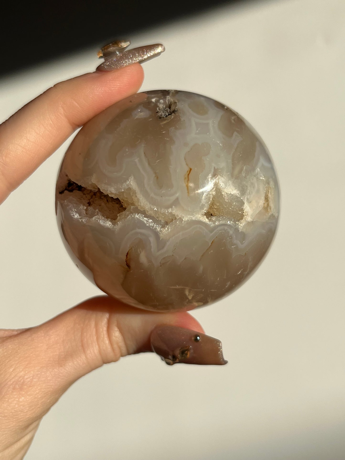 Druzy Feather Chalcedony Sphere A
