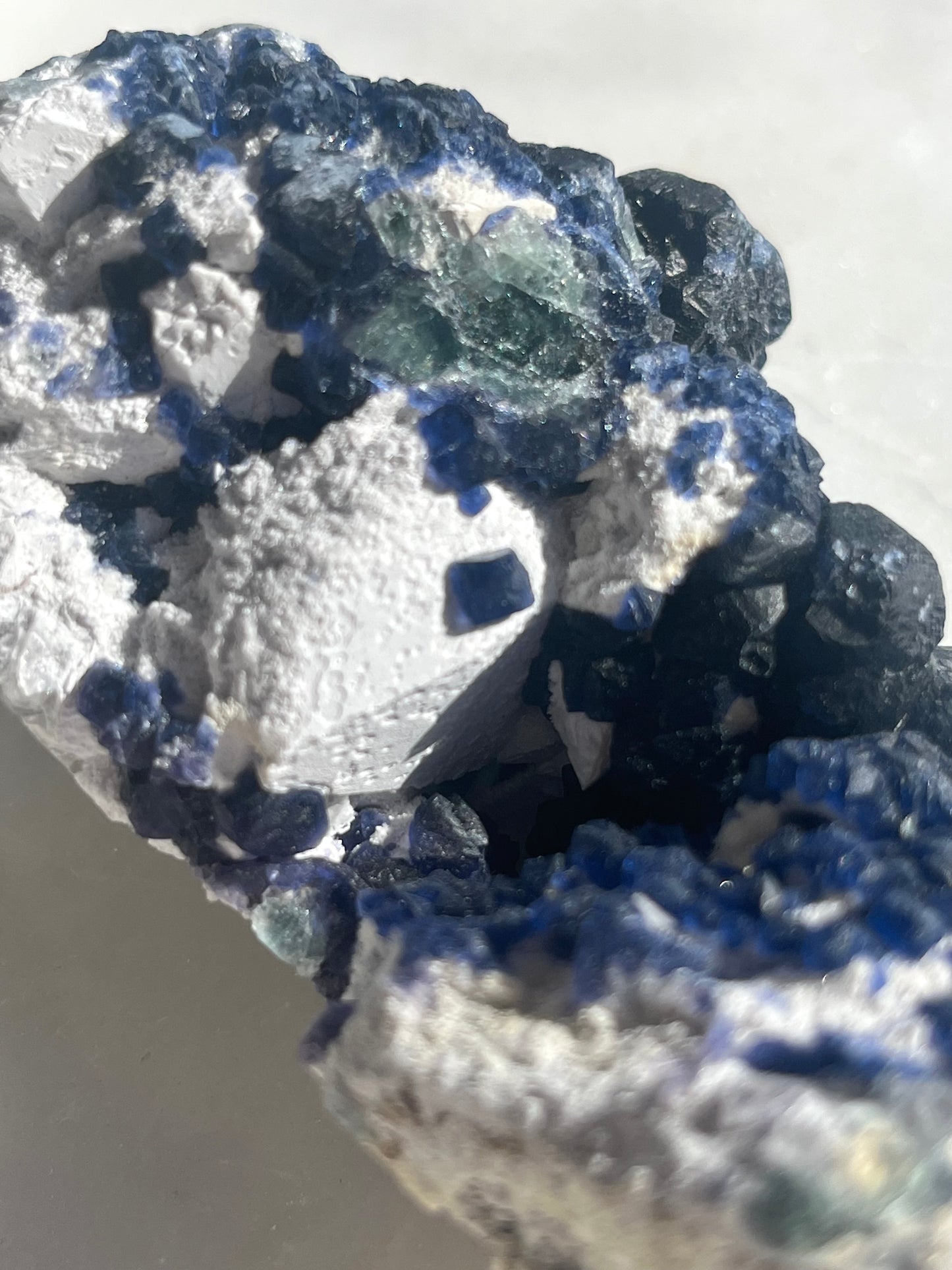 Blueberry Fluorite Specimen w/Candle Quartz #1