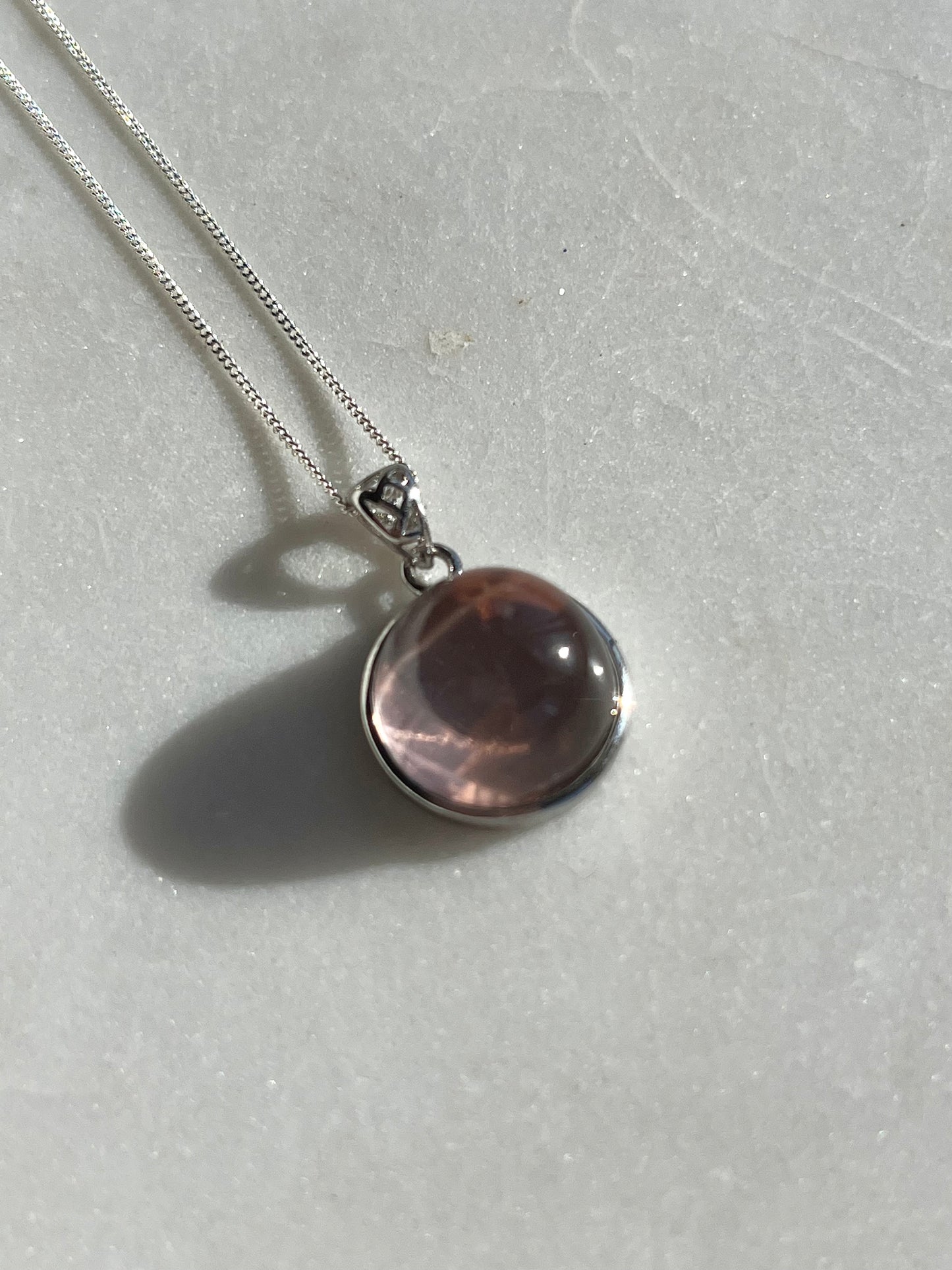Star Rose Quartz Pendant & Chain (925 Sterling Silver)