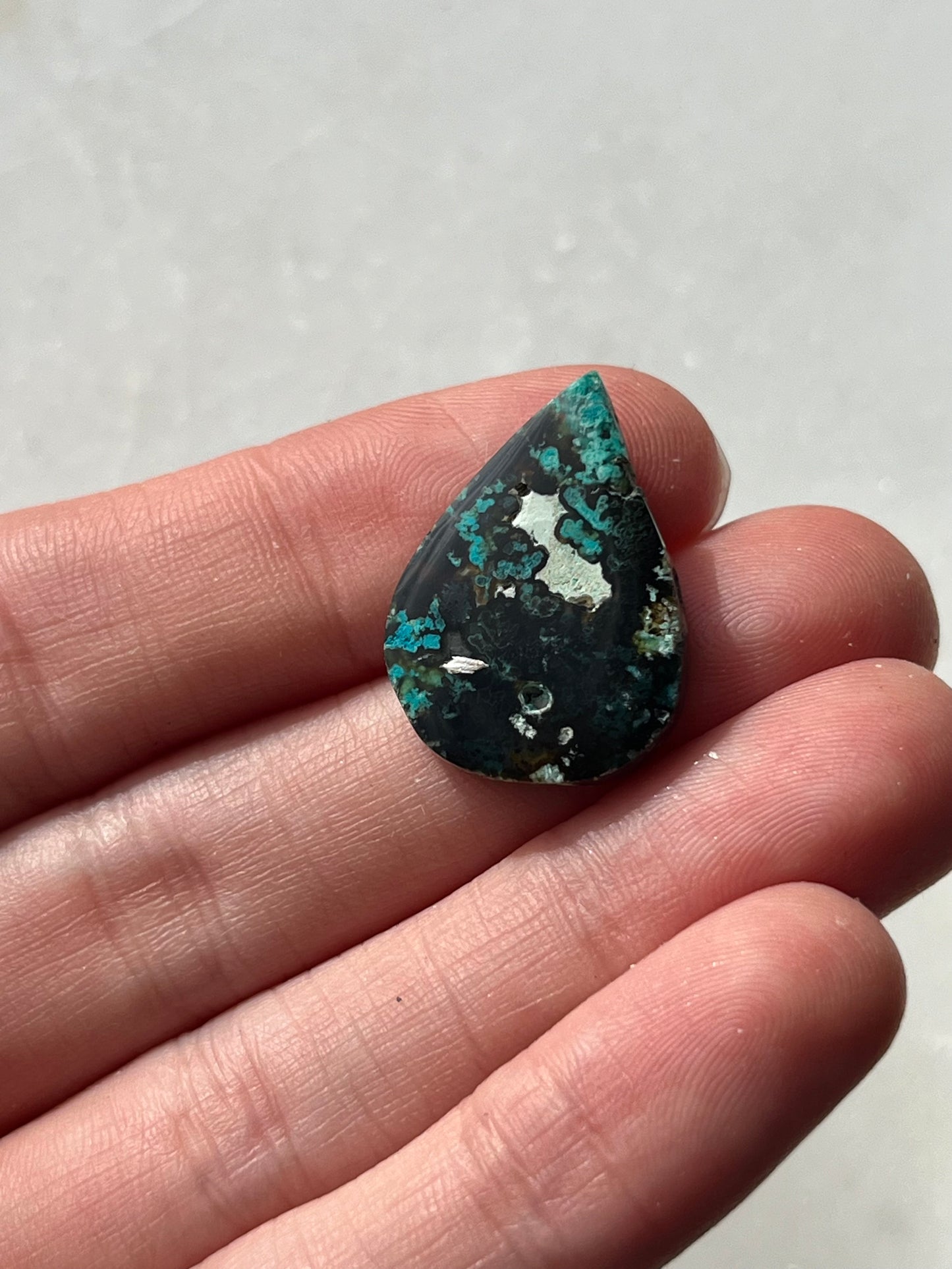 Indonesian Chrysocolla Chalcedony Cabochon w/Tenorite & Cuprite (You Choose)
