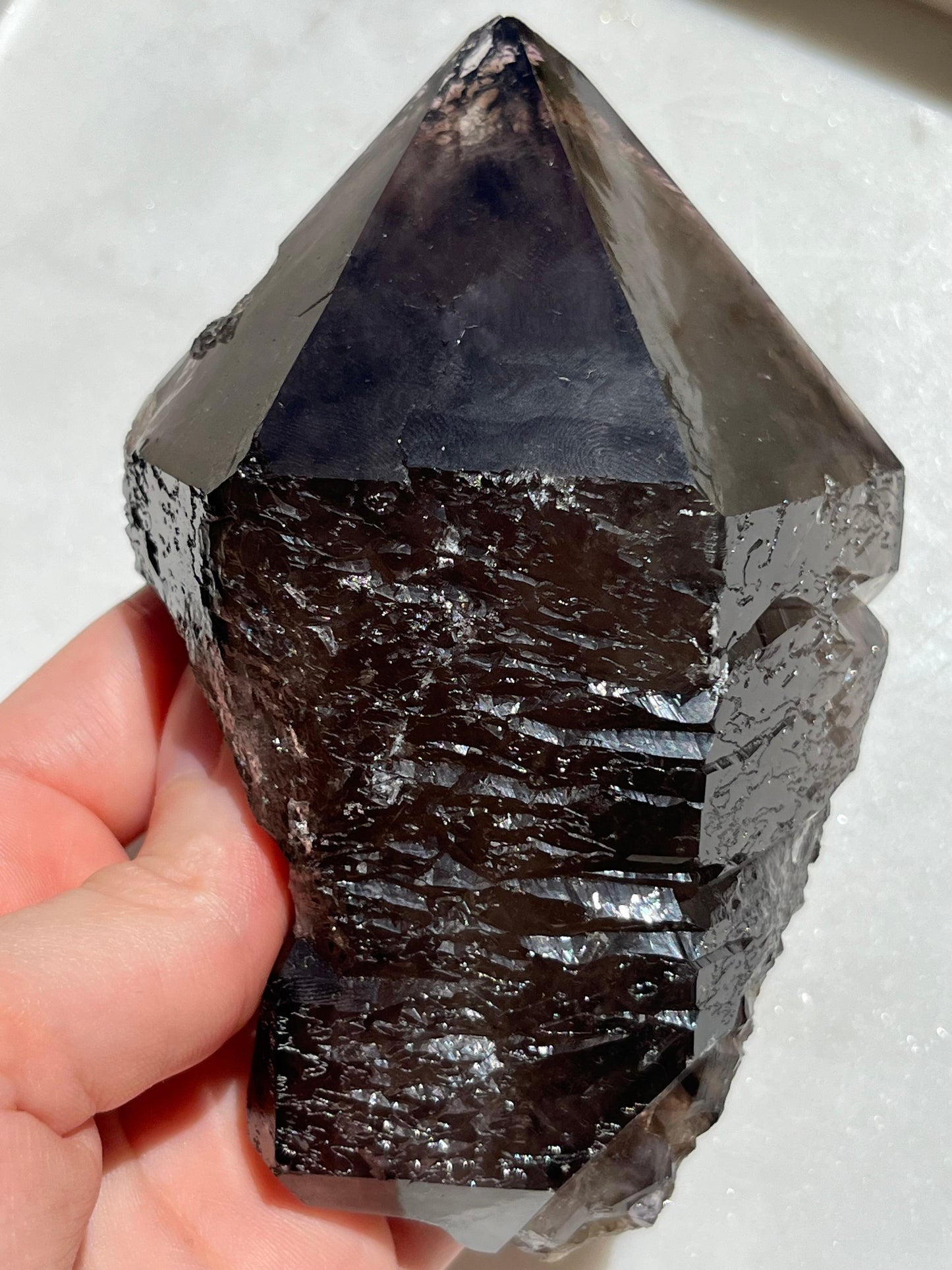 'Etheris' Australian Dark Smokey Amethyst Point w/Record Keeper Features #6