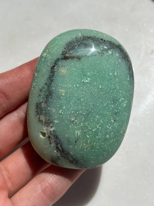 Indonesian Chrysoprase Palmstone w/Dendritic Inclusions #2