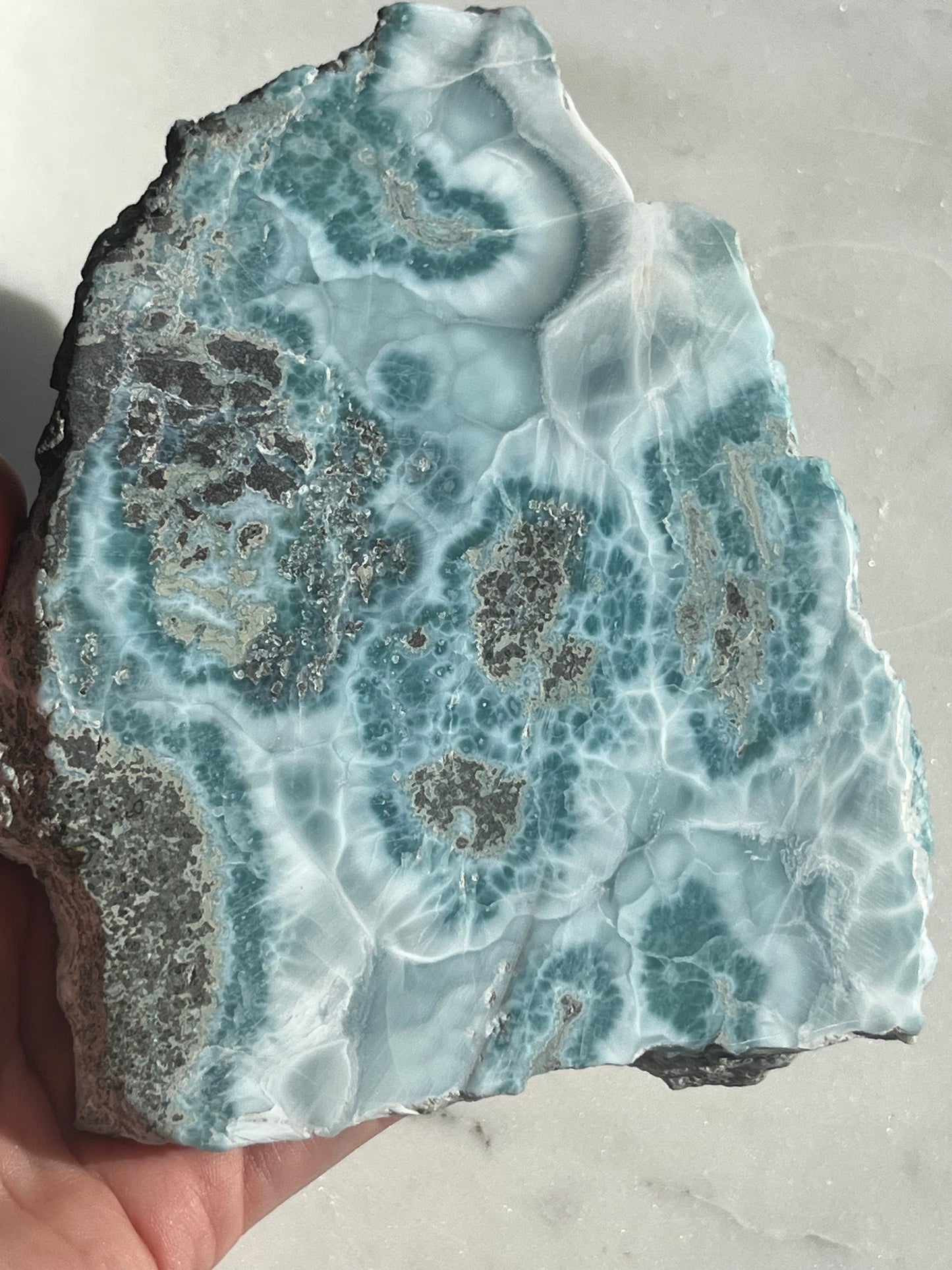 Larimar Semi Polished Slab w/Raw Edge #3