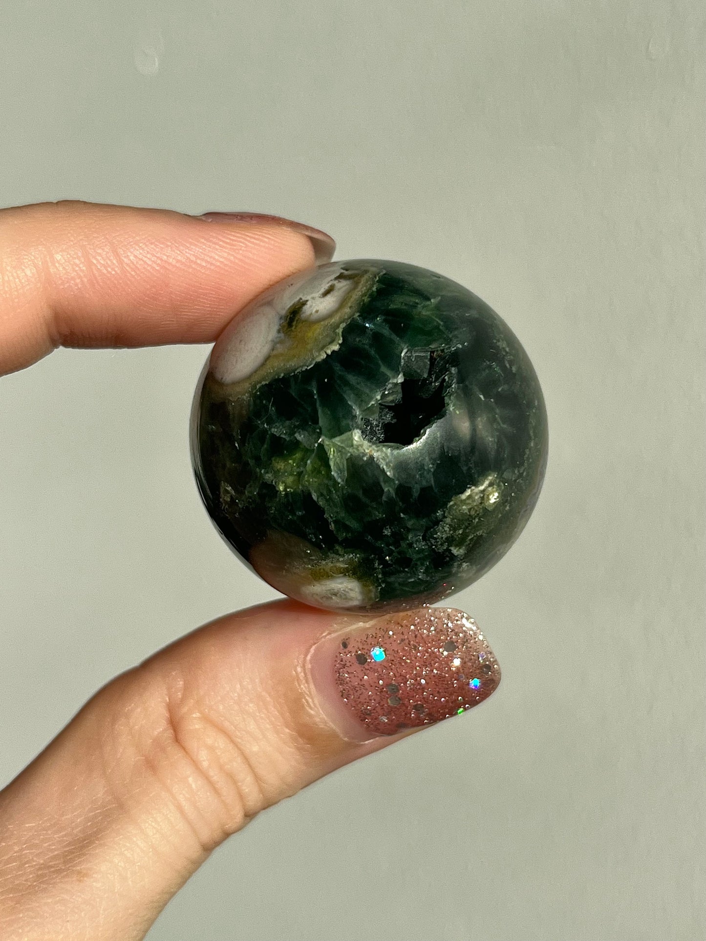 Mixed Orbicular Ocean Jasper Sphere & Stand (You Choose)