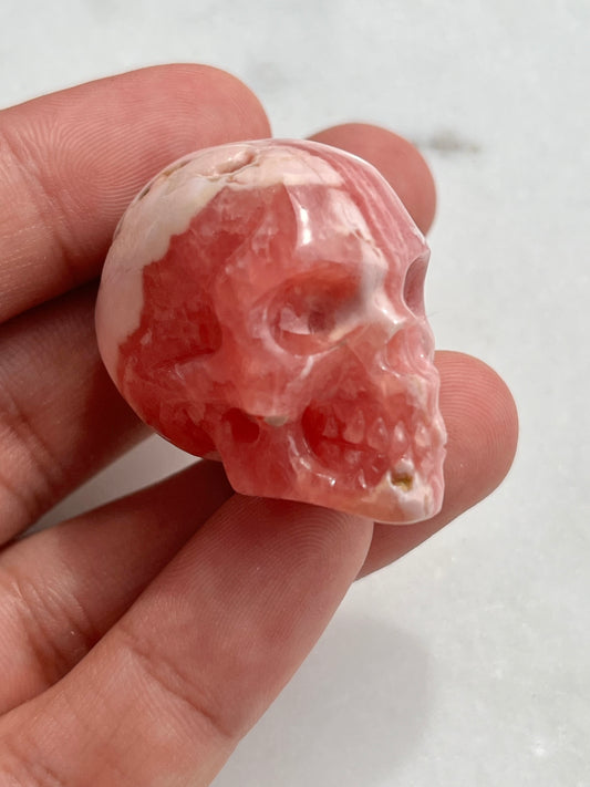 Rhodochrosite Skull Carving (You Choose)