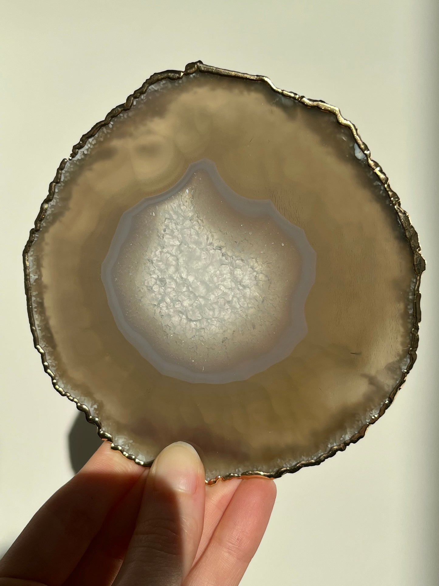 24kt Gold Electroplated Quartz, Agate & Chalcedony Slice #I