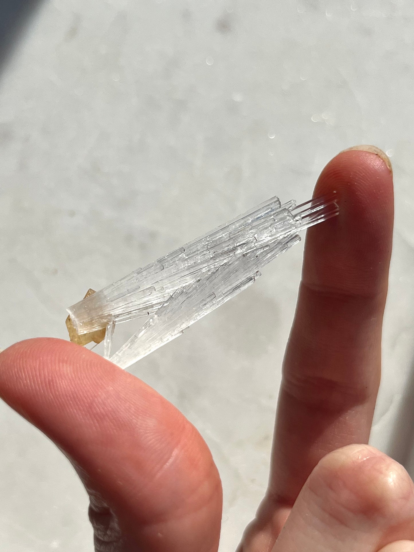 A 级黄色菱形方解石在水钙石喷雾样品 #SC3 上