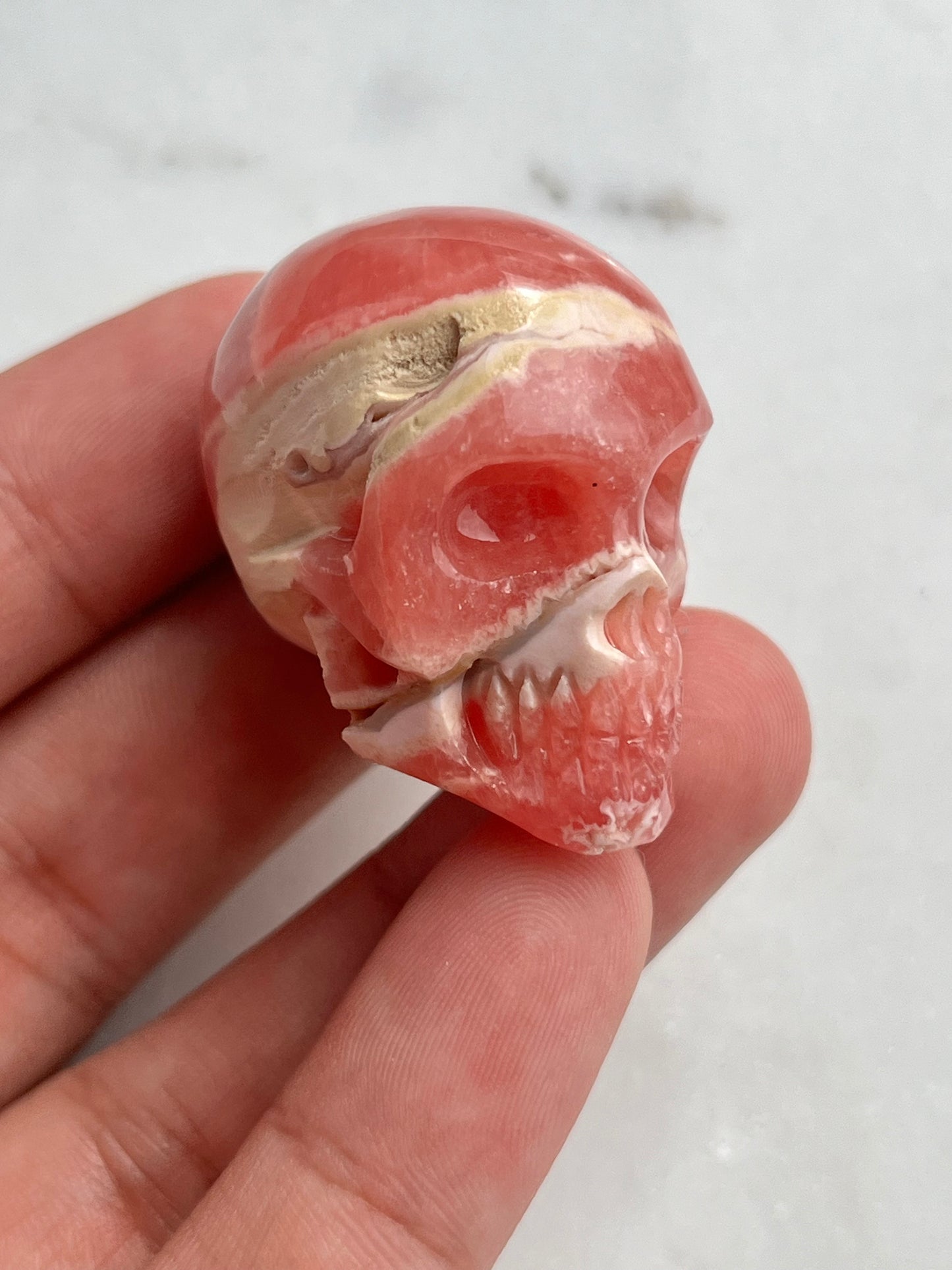 Rhodochrosite Skull Carving (You Choose)