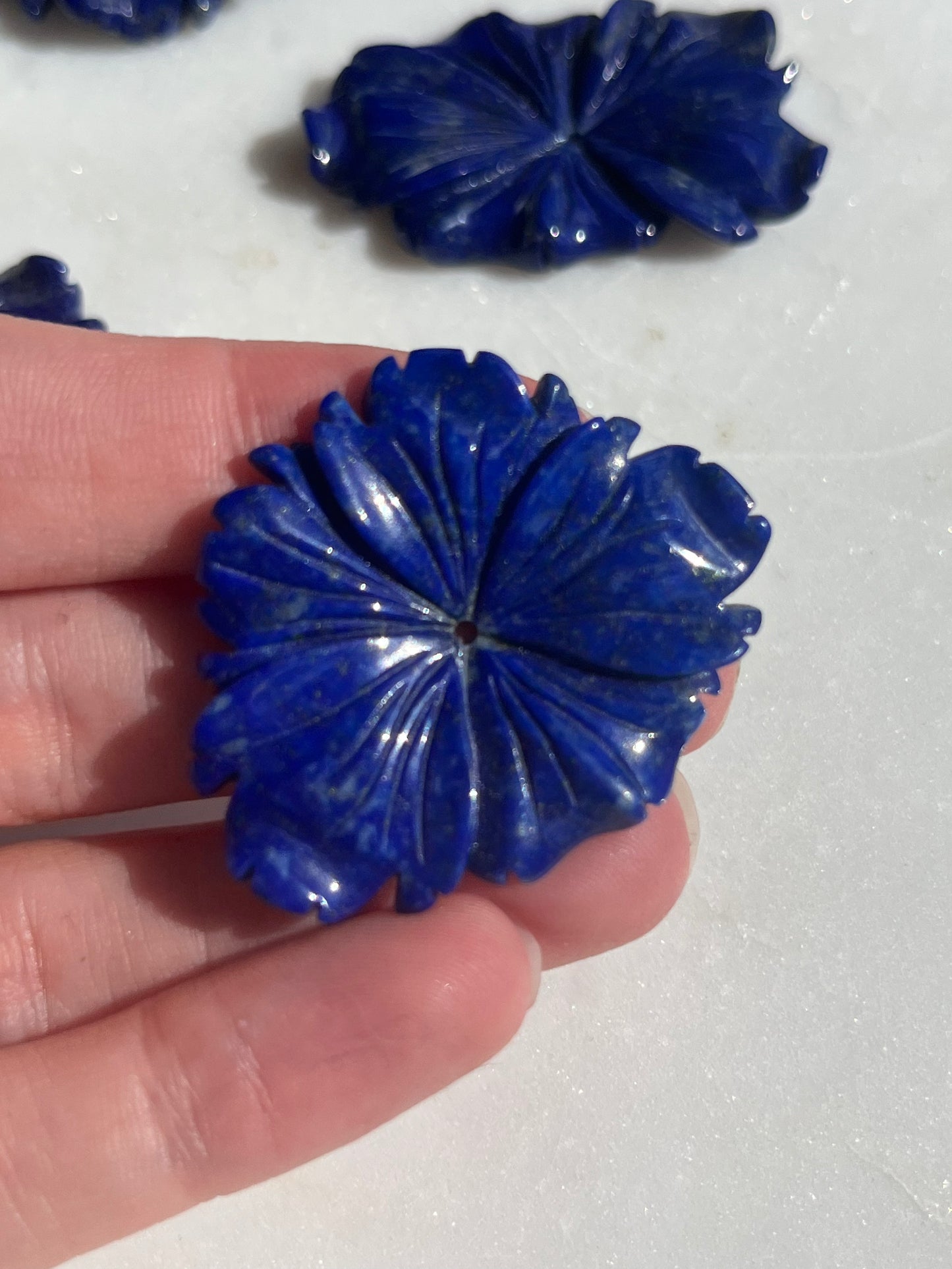 Lapis Lazuli Flower Carving