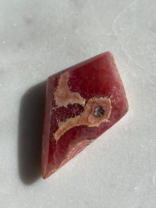 Gemmy Gel Rhodochrosite Faceted Diamond Carving (You Choose)